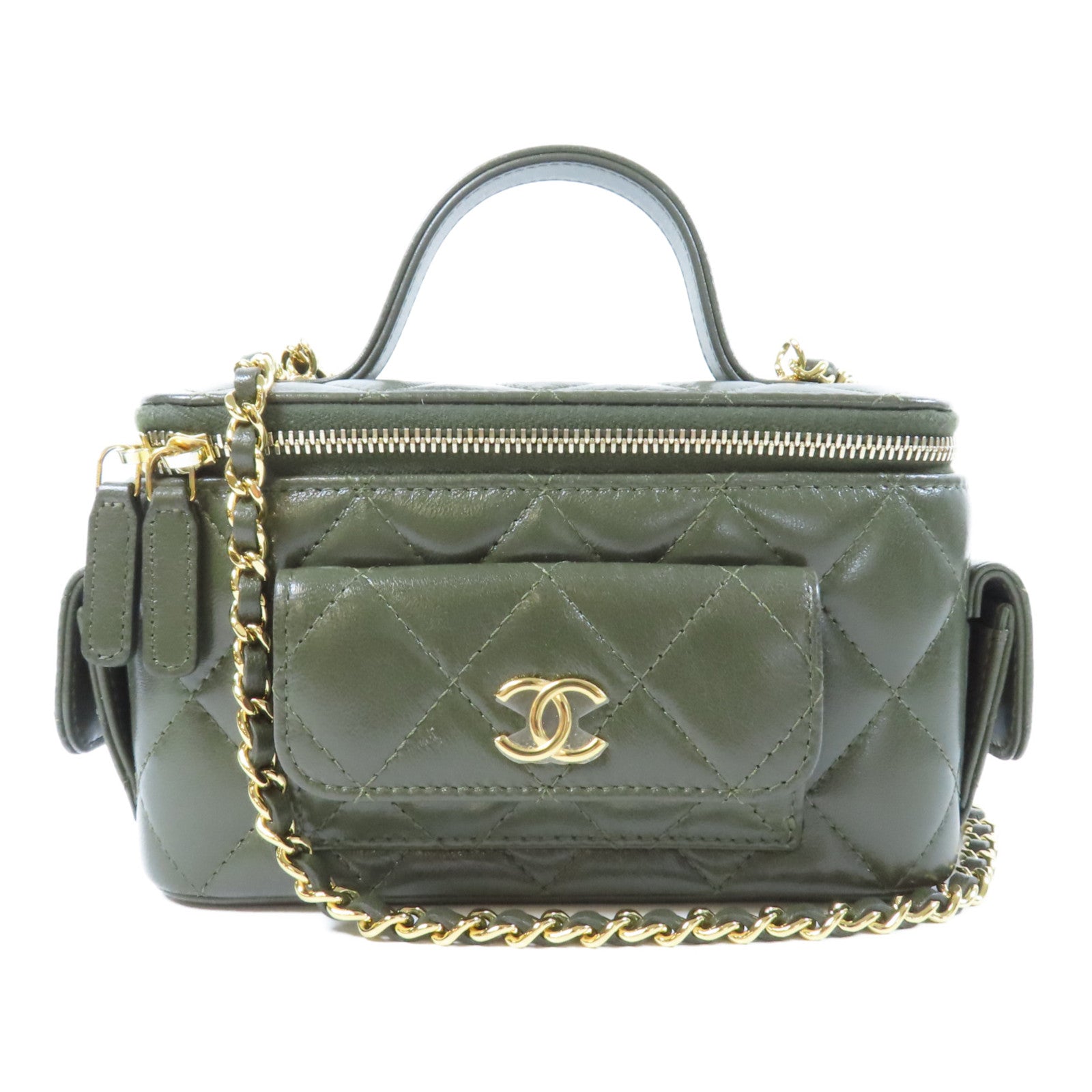 CHANEL 【激減優惠】菱格牛皮皮革Chain Shoulder Bag金扣鏈帶肩背袋綠色