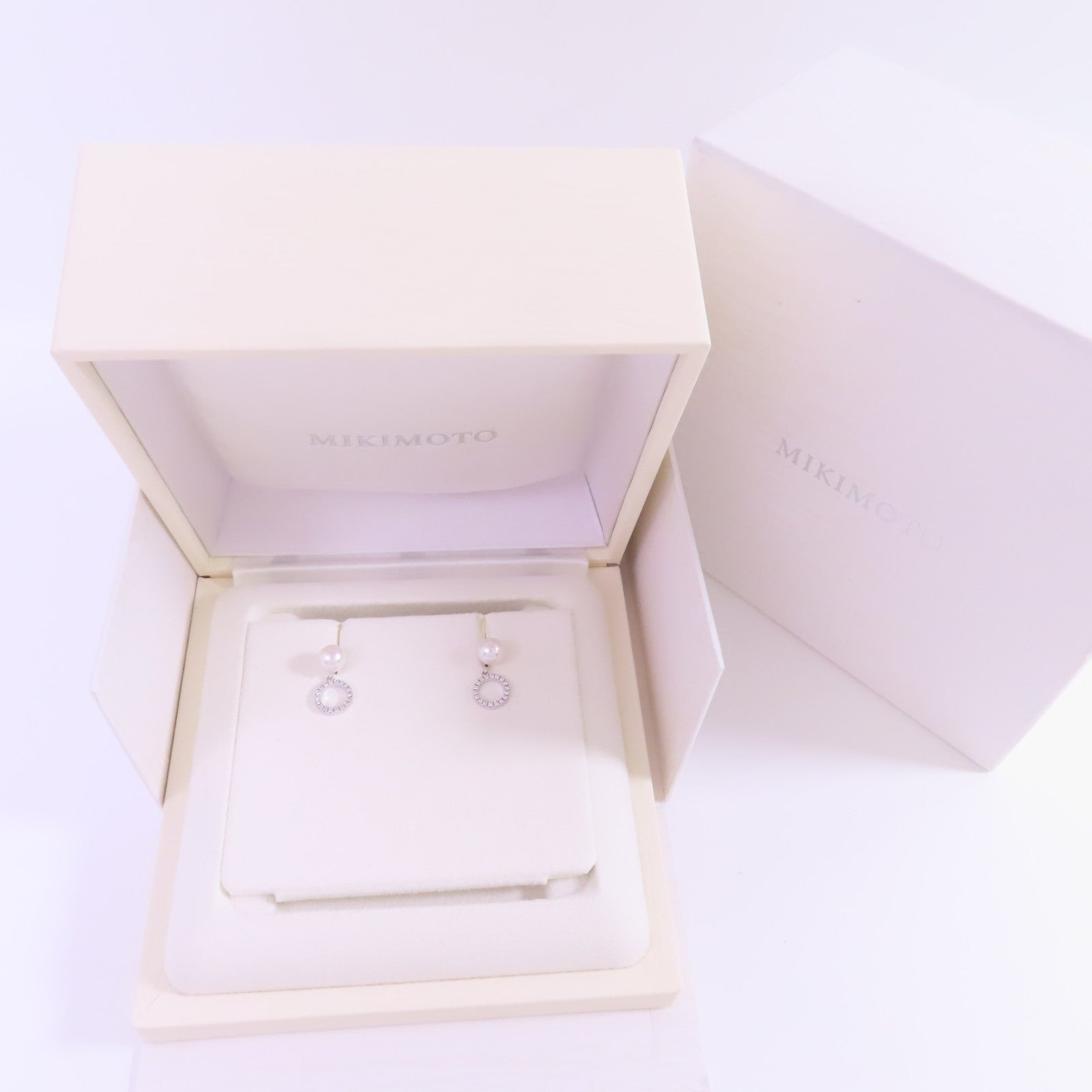 MIKIMOTO 18K白金/珍珠/鑽石Pearl Diamond Earrings耳環