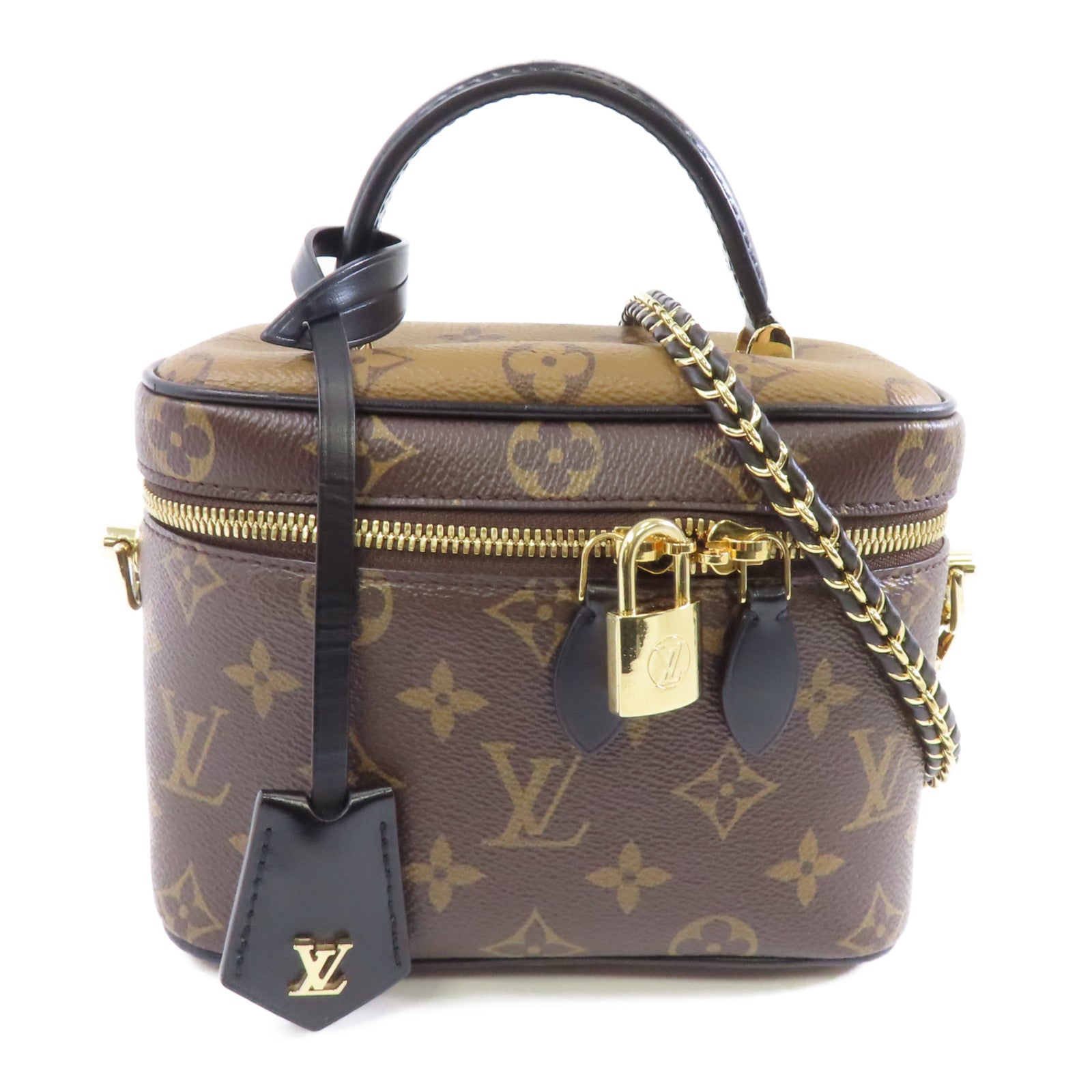 LOUIS VUITTON Monogram Vanity PM金扣手挽肩背兩用袋啡色