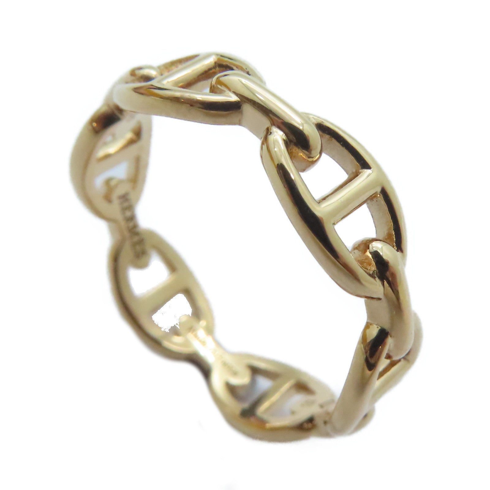 HERMES 18K玫瑰金Chaine D'ancre Enchainee Ring戒指HERMES#58/US#8.25