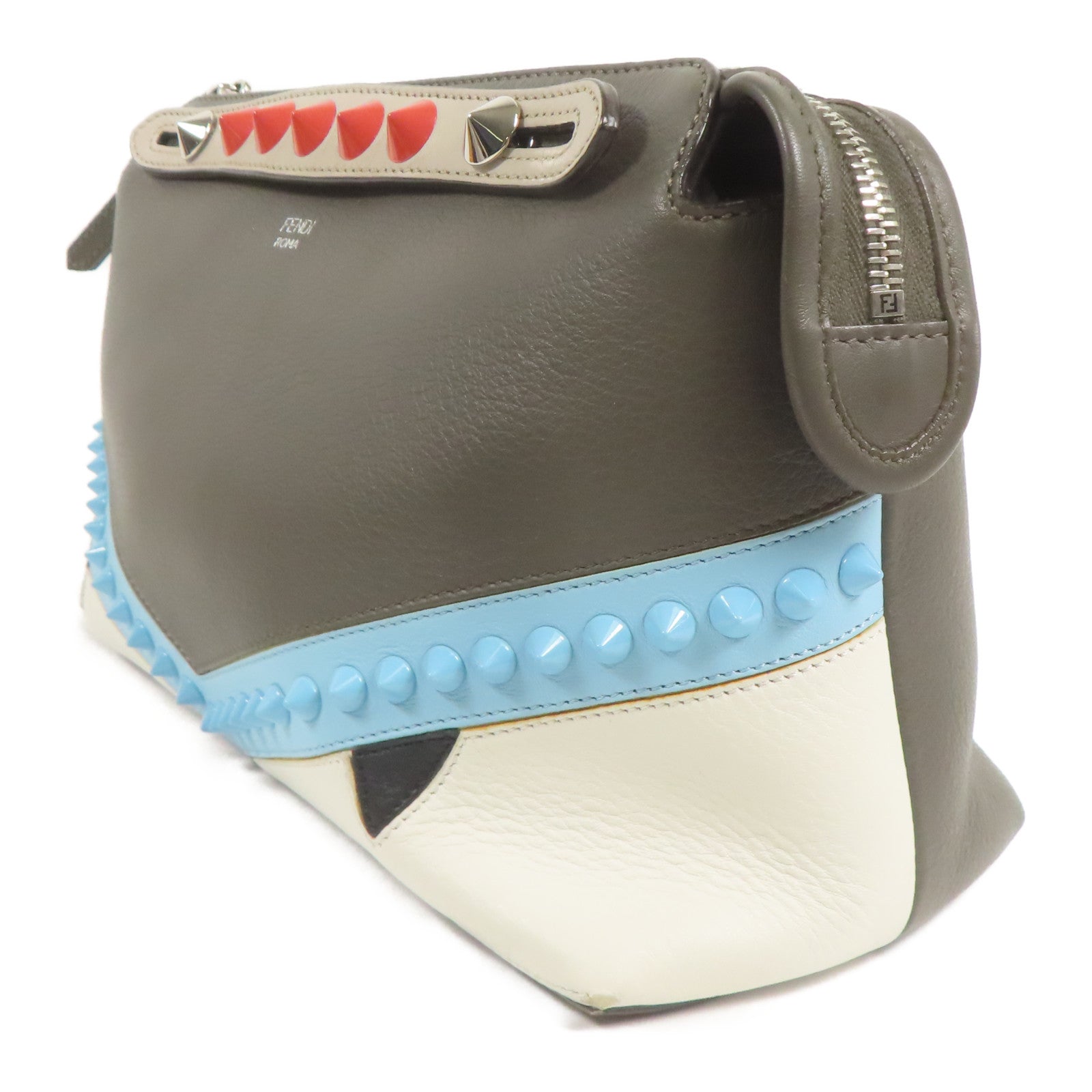 FENDI 牛皮皮革Shoulder Bag銀扣手挽肩背兩用袋