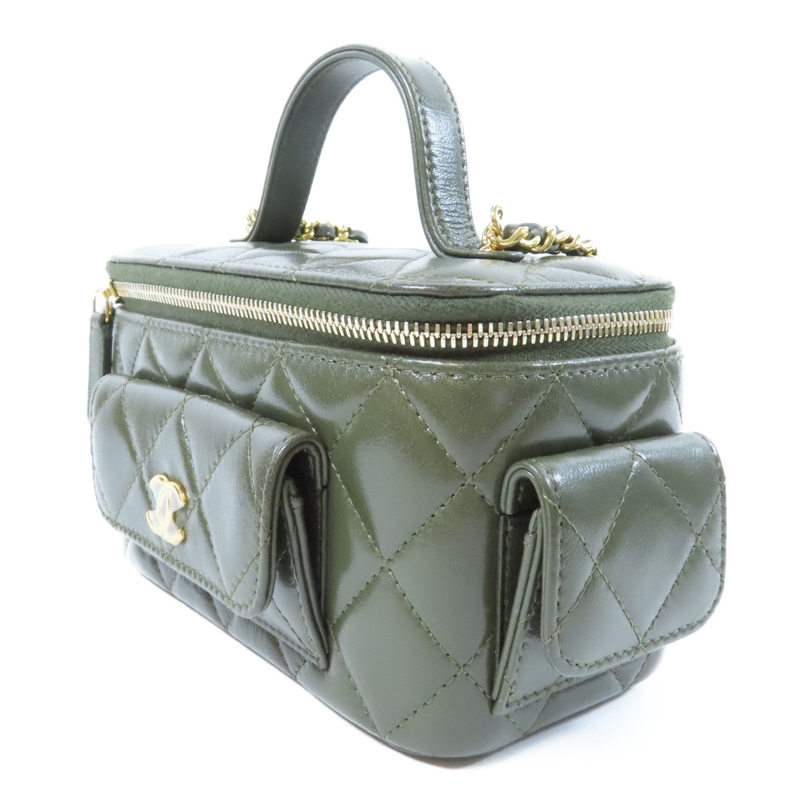 CHANEL 【激減優惠】菱格牛皮皮革Chain Shoulder Bag金扣鏈帶肩背袋綠色