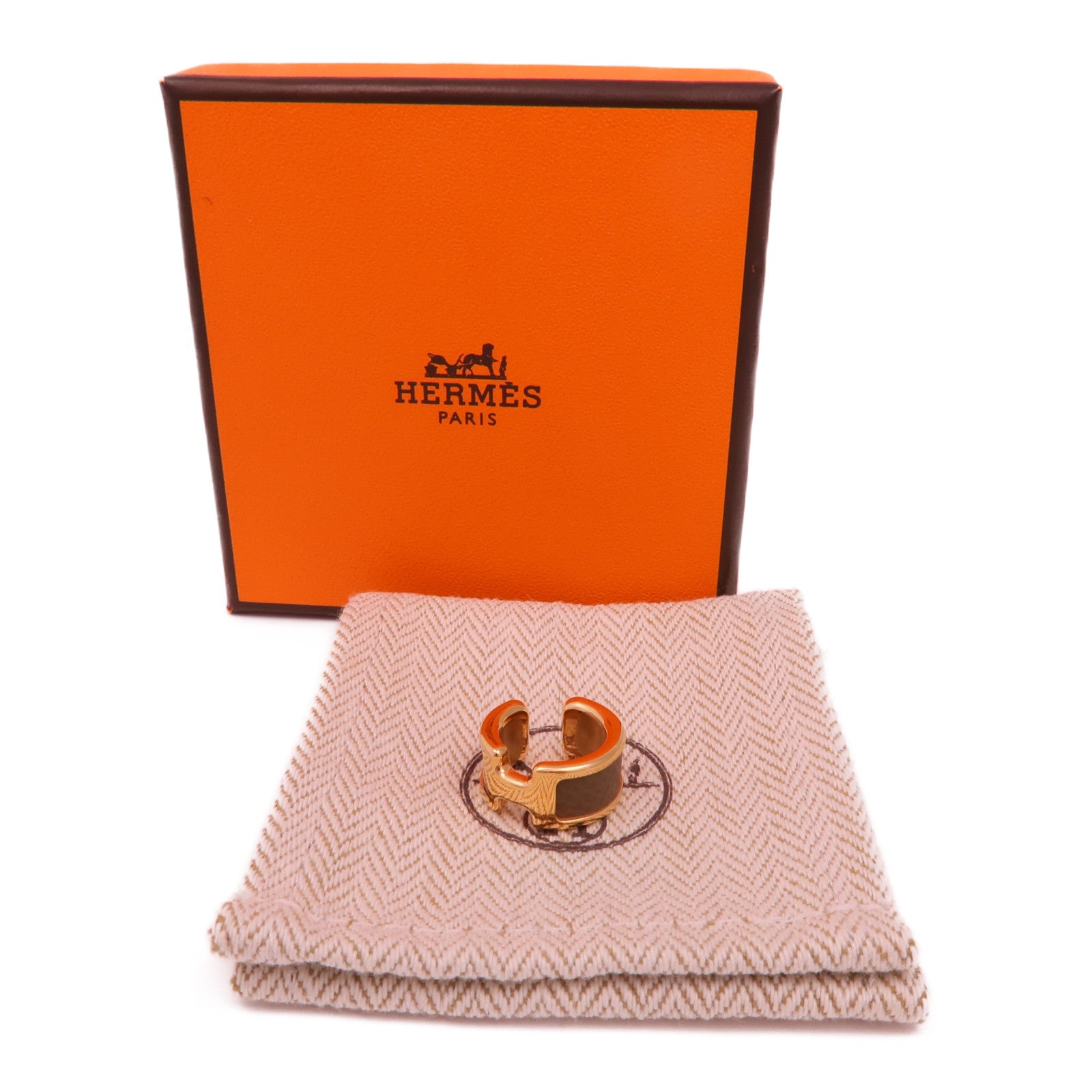 HERMES Madame皮革Olympe Ear Cuff耳夾18 Etoupe