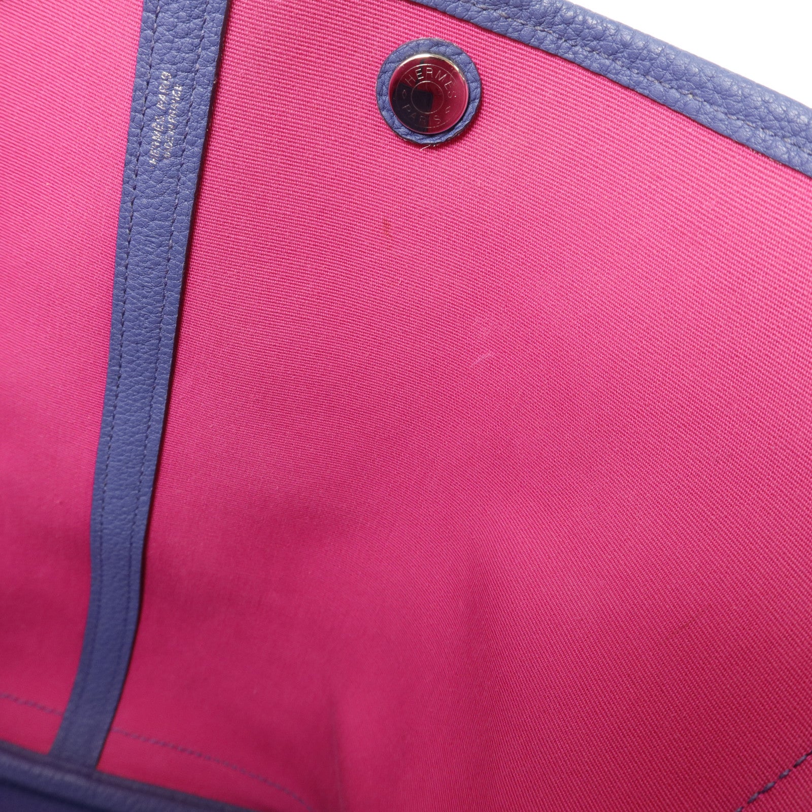HERMES Negonda皮革/帆布GardenParty PM手挽袋Magnolia/Bleu Brighton
