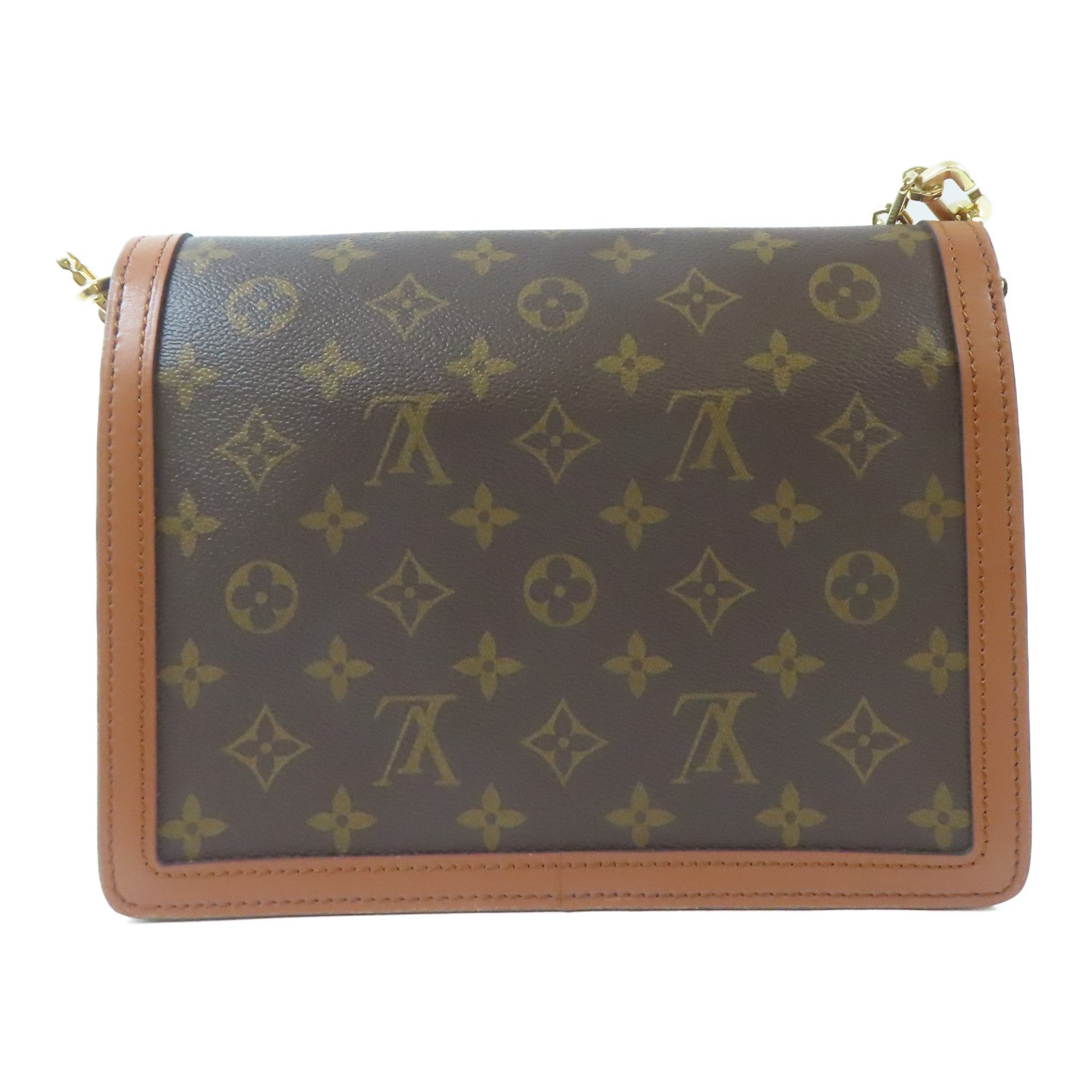 LOUIS VUITTON Monogram Reverse Dauphine MM金扣肩背袋啡色