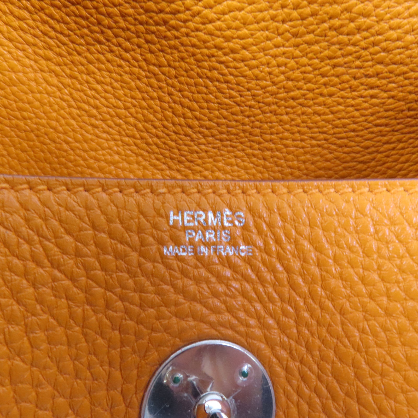 HERMES 【激減優惠】Clemence皮革Lindy 30銀扣手挽肩背兩用袋Orange