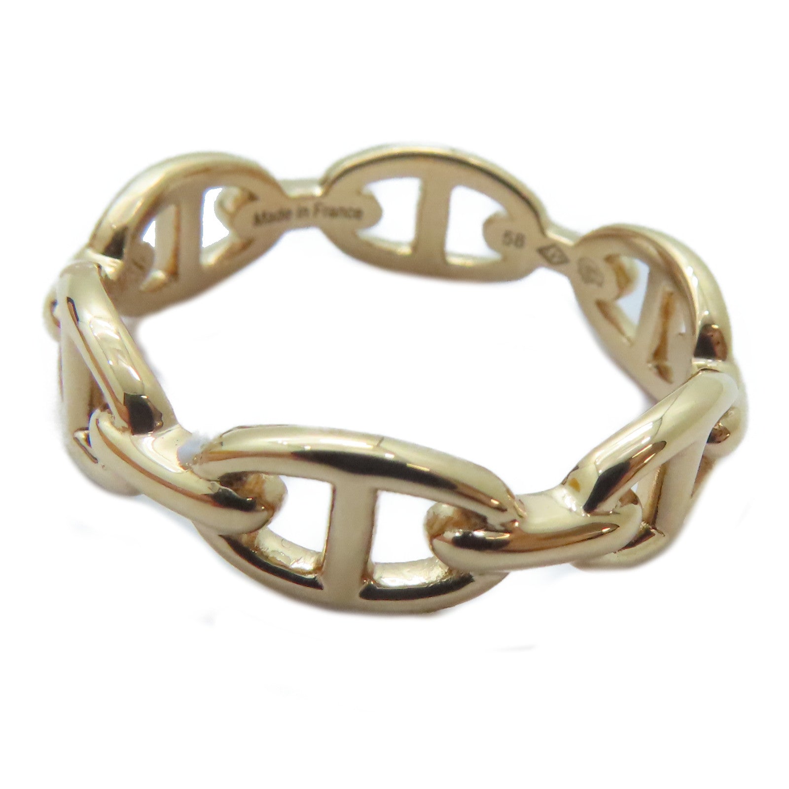 HERMES 18K玫瑰金Chaine D'ancre Enchainee Ring戒指HERMES#58/US#8.25