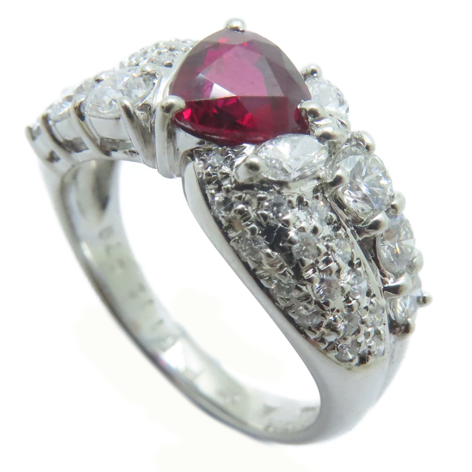 JEWELRY 【激減優惠】PT900鉑金Ruby Ring 1.13ct紅寶石/0.79ct鑚石戒指US#6
