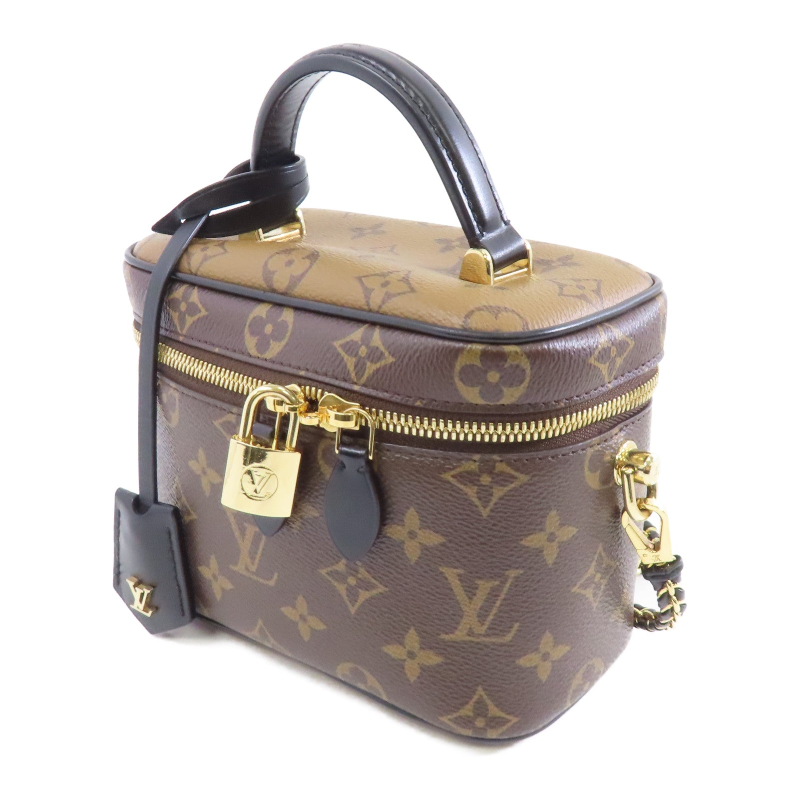 LOUIS VUITTON Monogram Vanity PM金扣手挽肩背兩用袋啡色