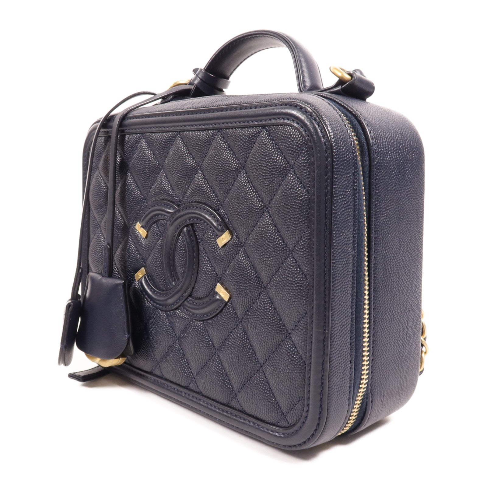 CHANEL 【激減優惠】牛皮皮革Vanity Case金扣手挽肩背兩用袋