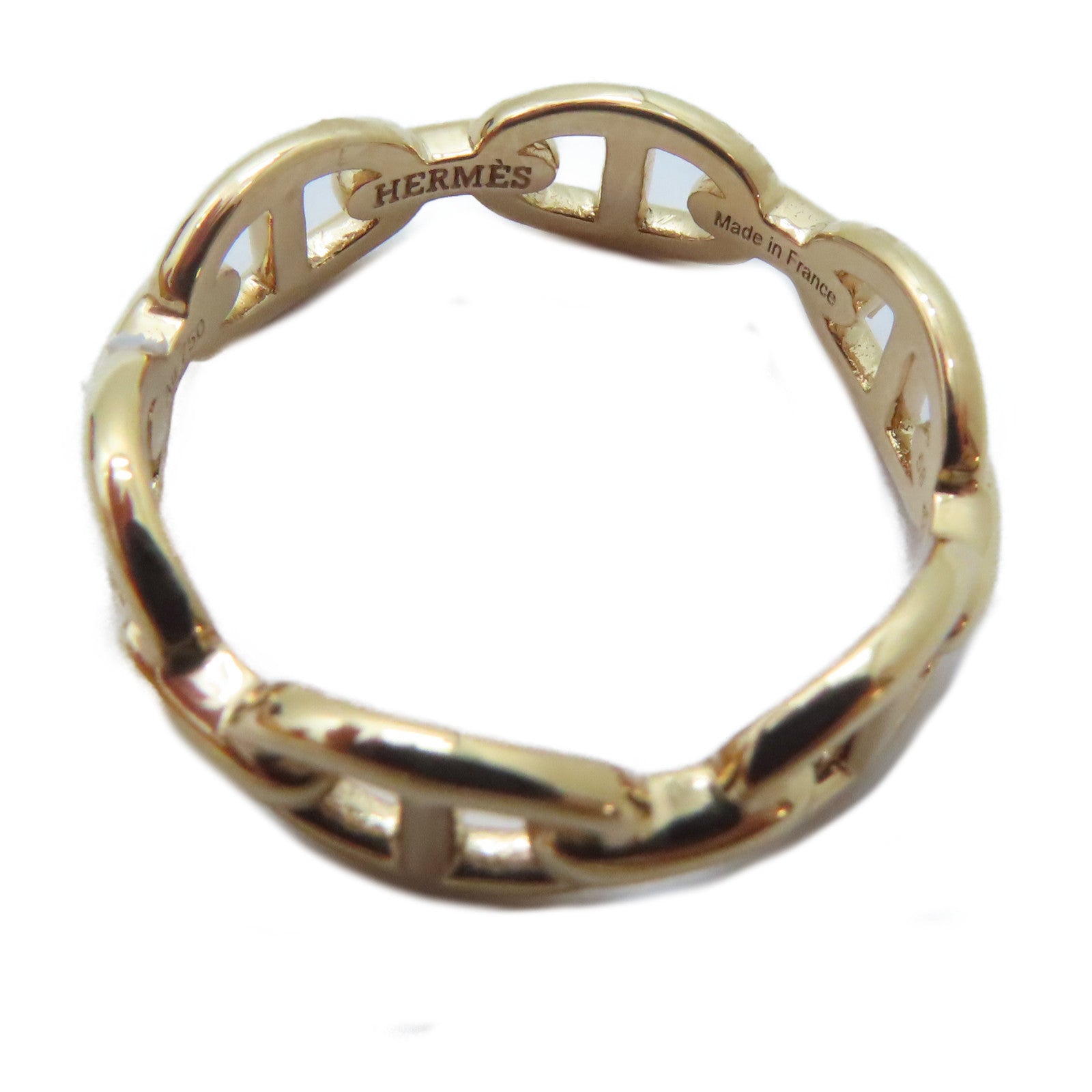 HERMES 18K玫瑰金Chaine D'ancre Enchainee Ring戒指HERMES#58/US#8.25