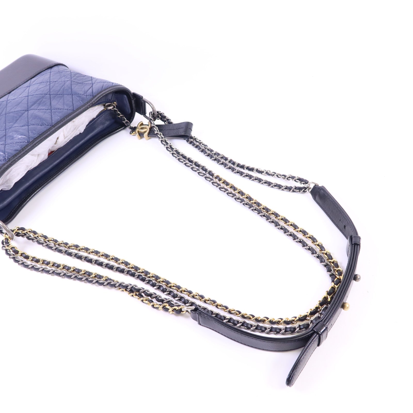 CHANEL 牛皮皮革Gabrielle Medium鏈帶肩背袋