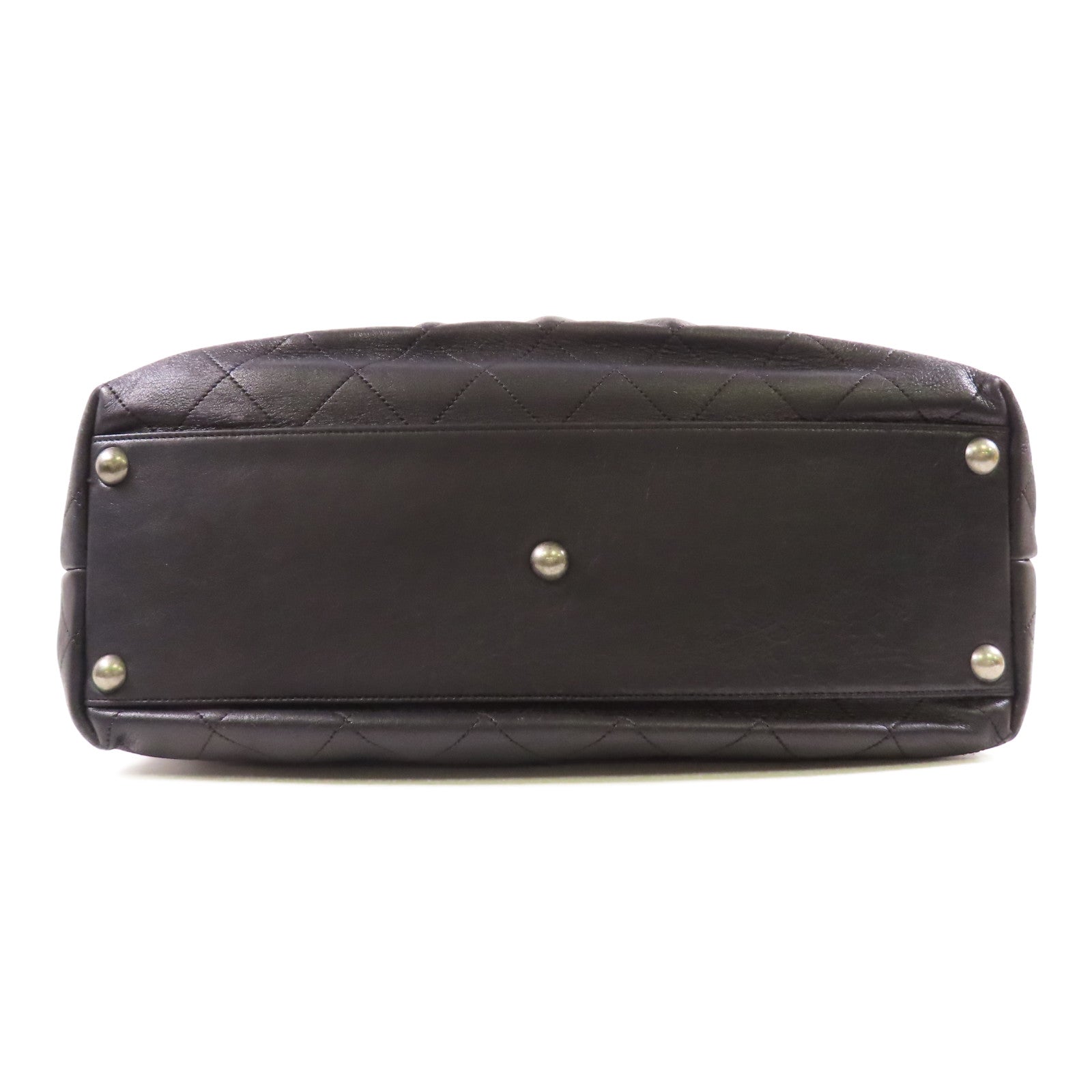 CHANEL CC Shoulder Bag Calfskin Leather Black