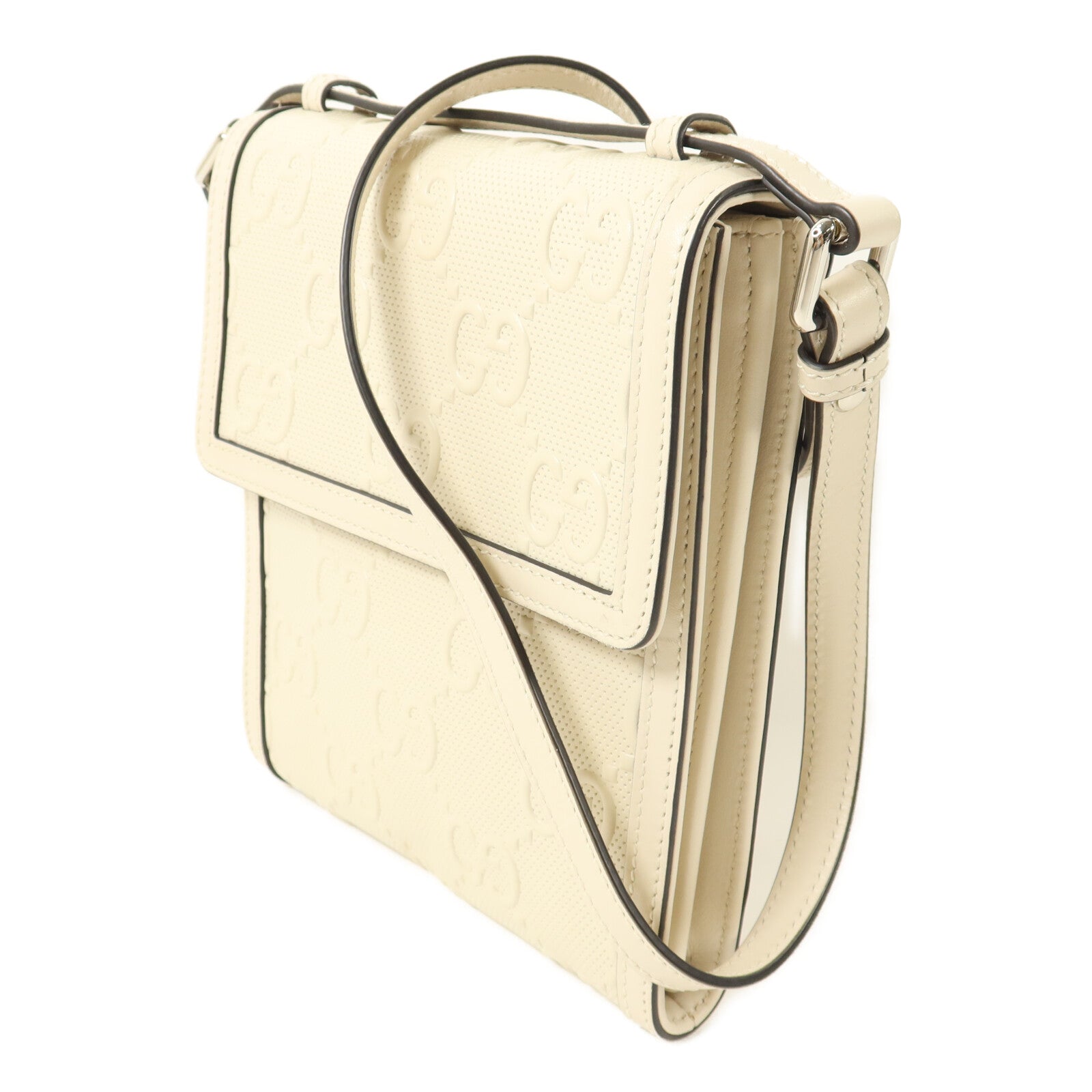 GUCCI 牛皮皮革GG Embossed Messenger肩背袋
