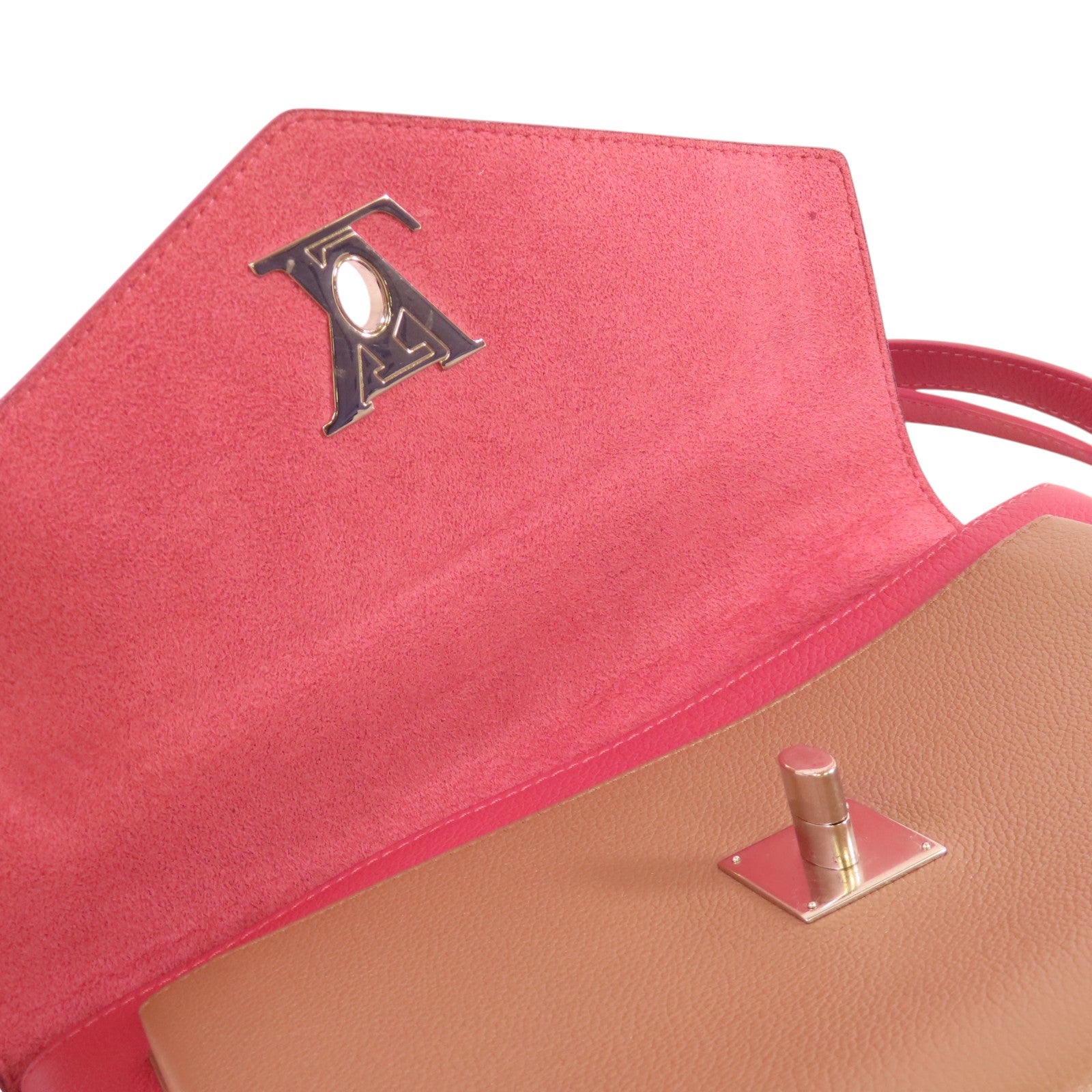 LOUIS VUITTON 牛皮普格My Lockme 2Way Shoulder Bag銀扣手挽肩背兩用袋