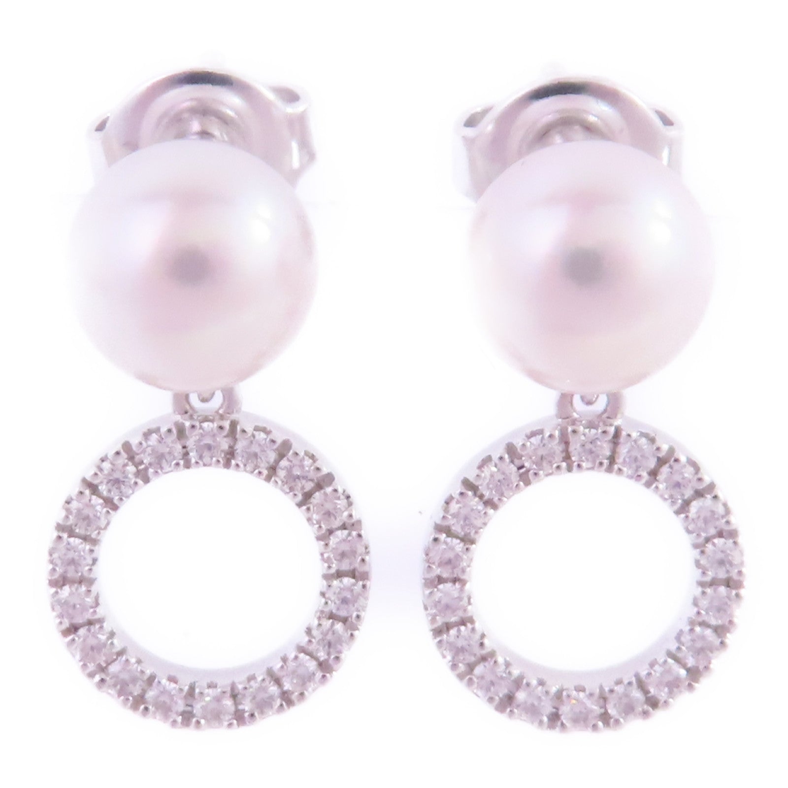 MIKIMOTO 18K白金/珍珠/鑽石Pearl Diamond Earrings耳環