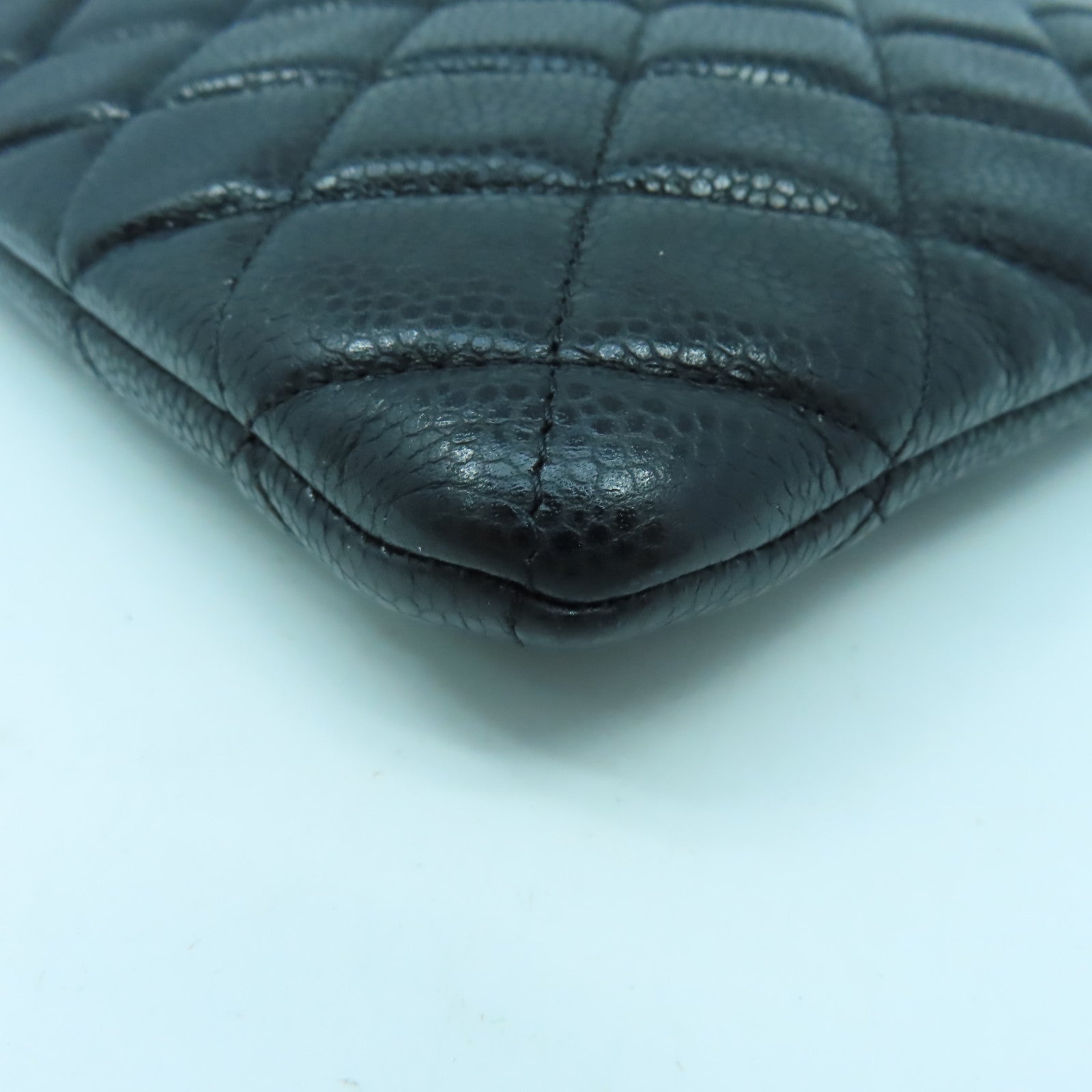 CHANEL 【激減優惠】菱格Caviar皮革Clutch Bag銀扣手拿包黑色
