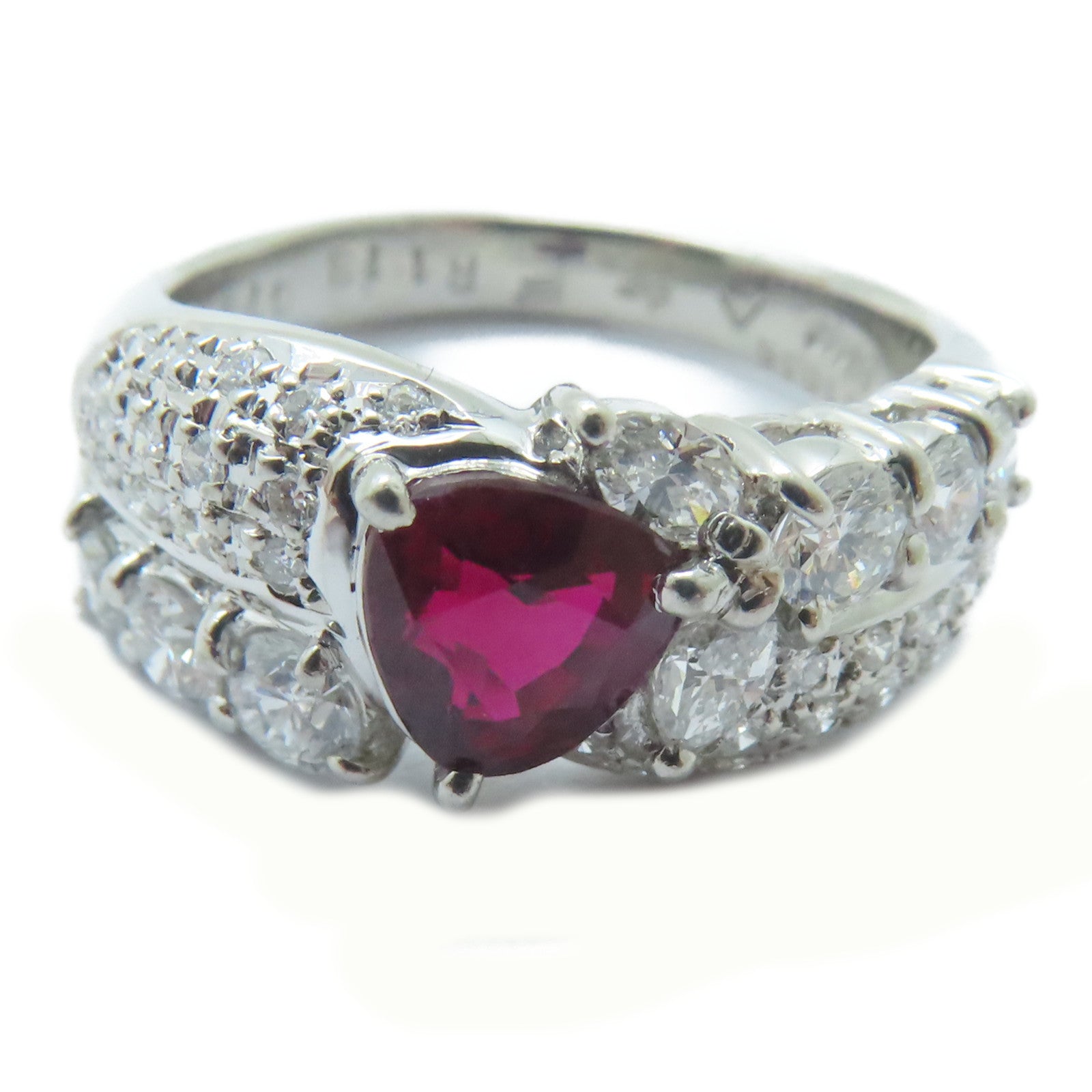 JEWELRY 【激減優惠】PT900鉑金Ruby Ring 1.13ct紅寶石/0.79ct鑚石戒指US#6