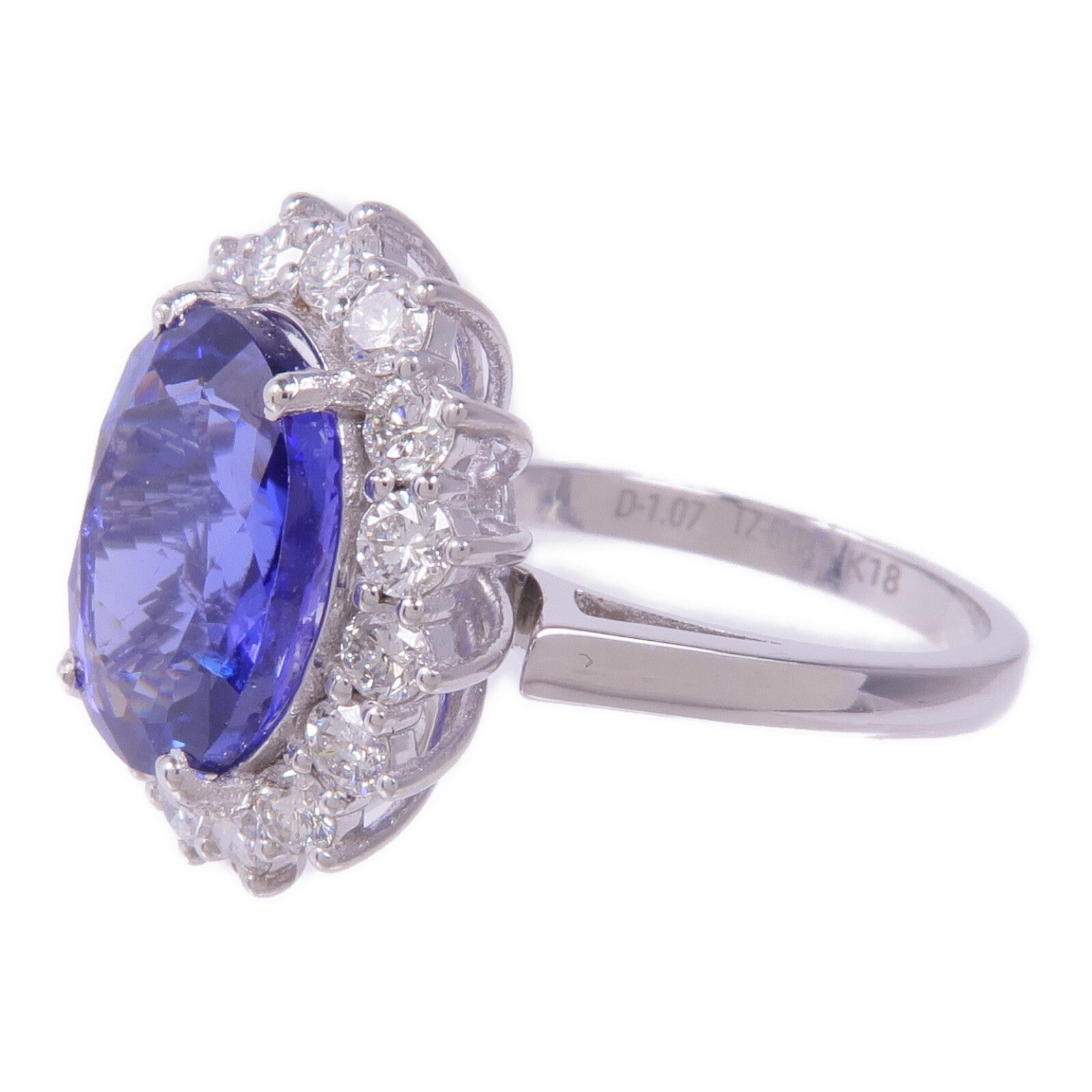 JEWELRY 【激減優惠】18K白金Tanzanite Diamond Ring坦桑石/鑽石戒指US#6.75
