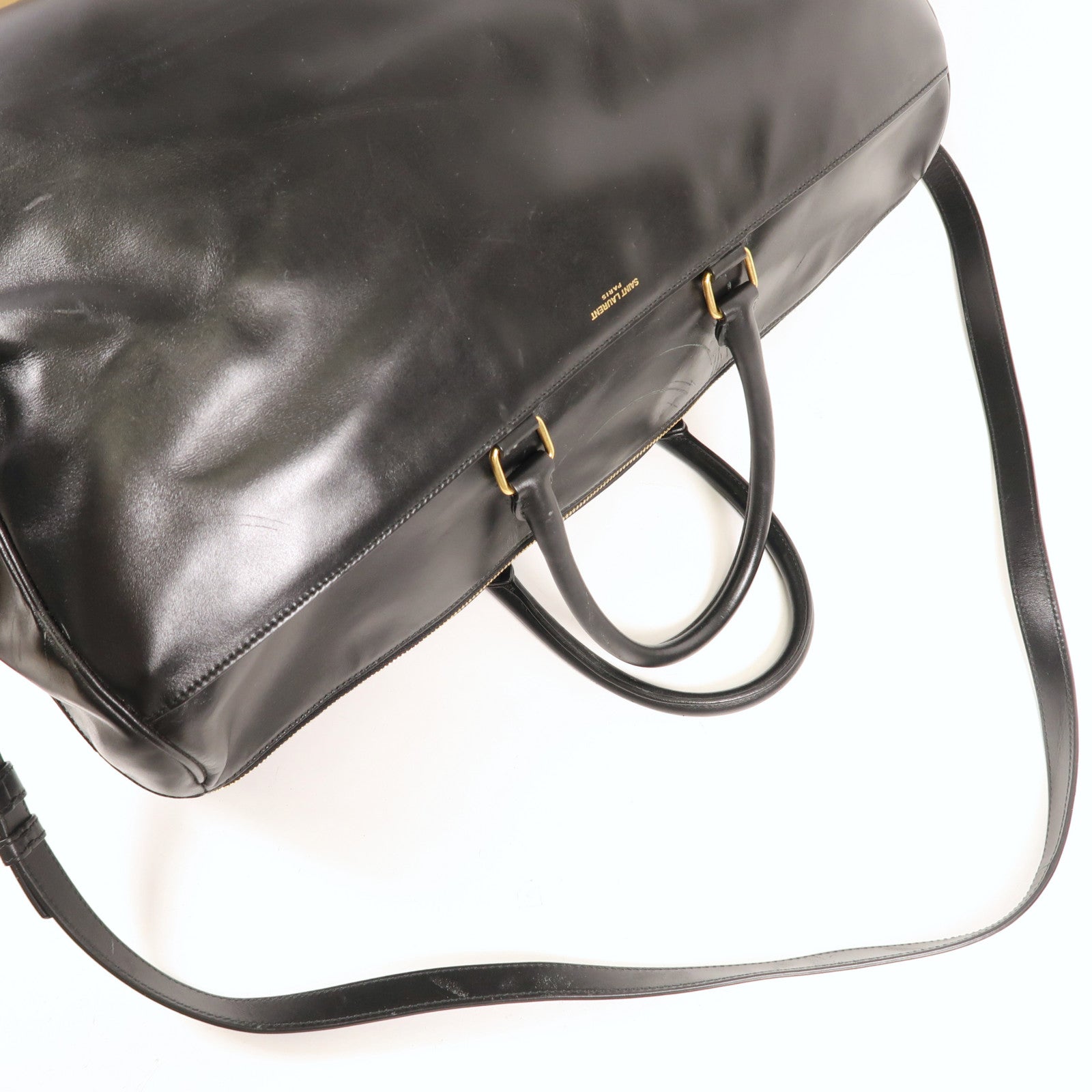 SAINT LAURENT 皮革Boston Bag金扣手挽肩背兩用袋