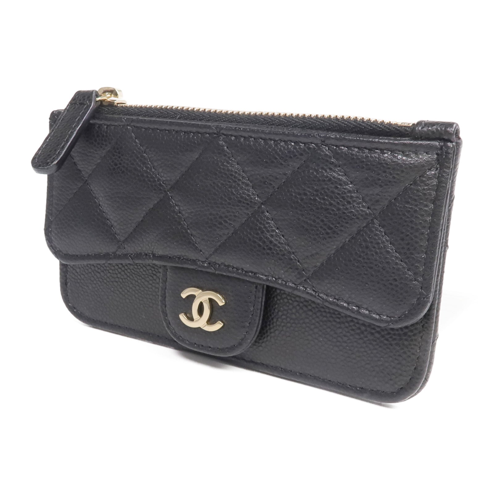 CHANEL 牛皮皮革Classic Zipped Card Holder金扣卡片套