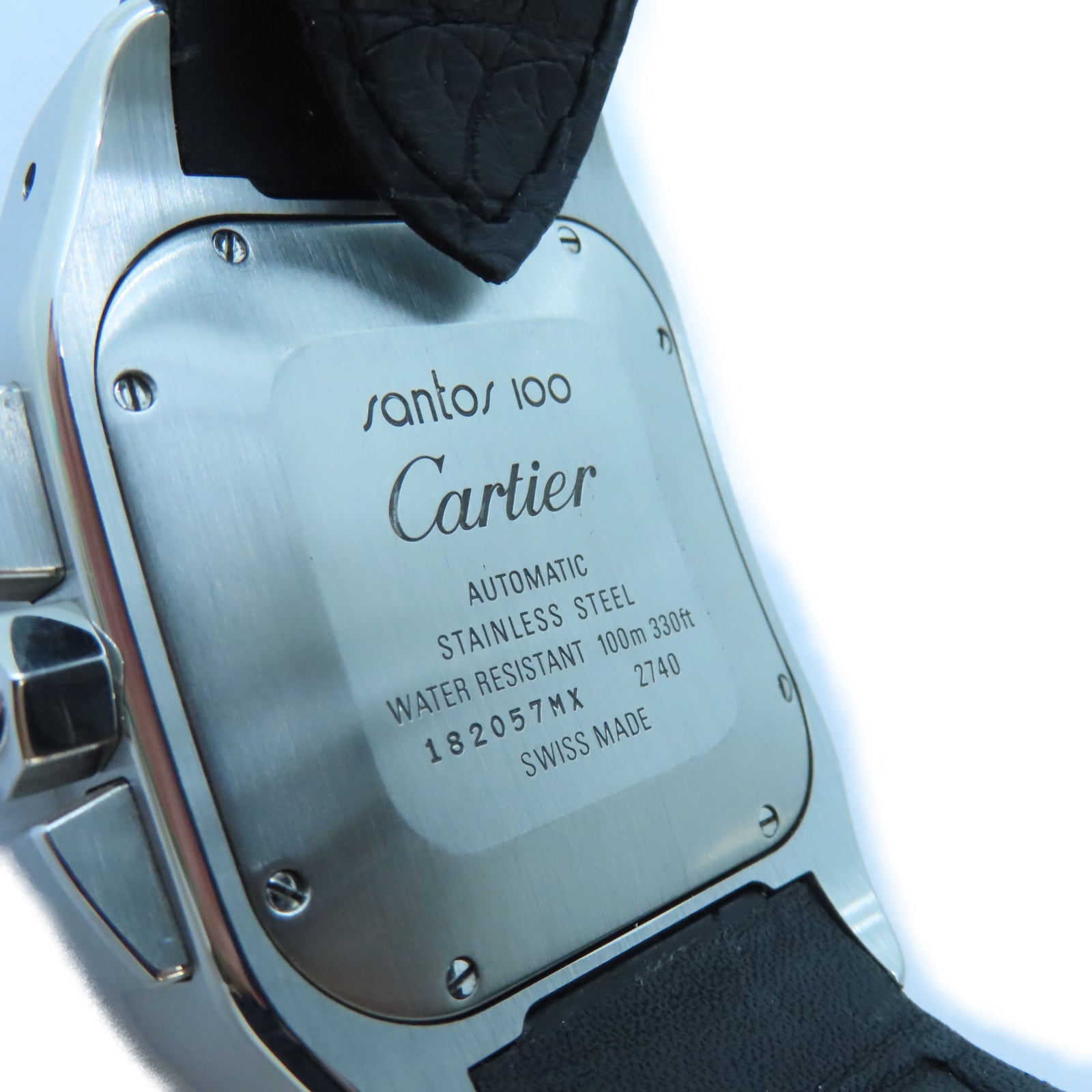 CARTIER Santos 100 42mm不鏽鋼/鱷魚皮革手錶自動機芯白色