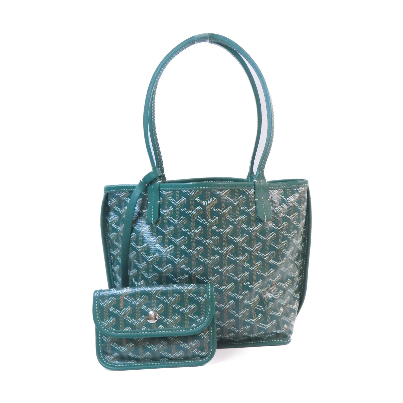 GOYARD 塗層帆布Anjou Mini Bag銀扣手挽袋綠色