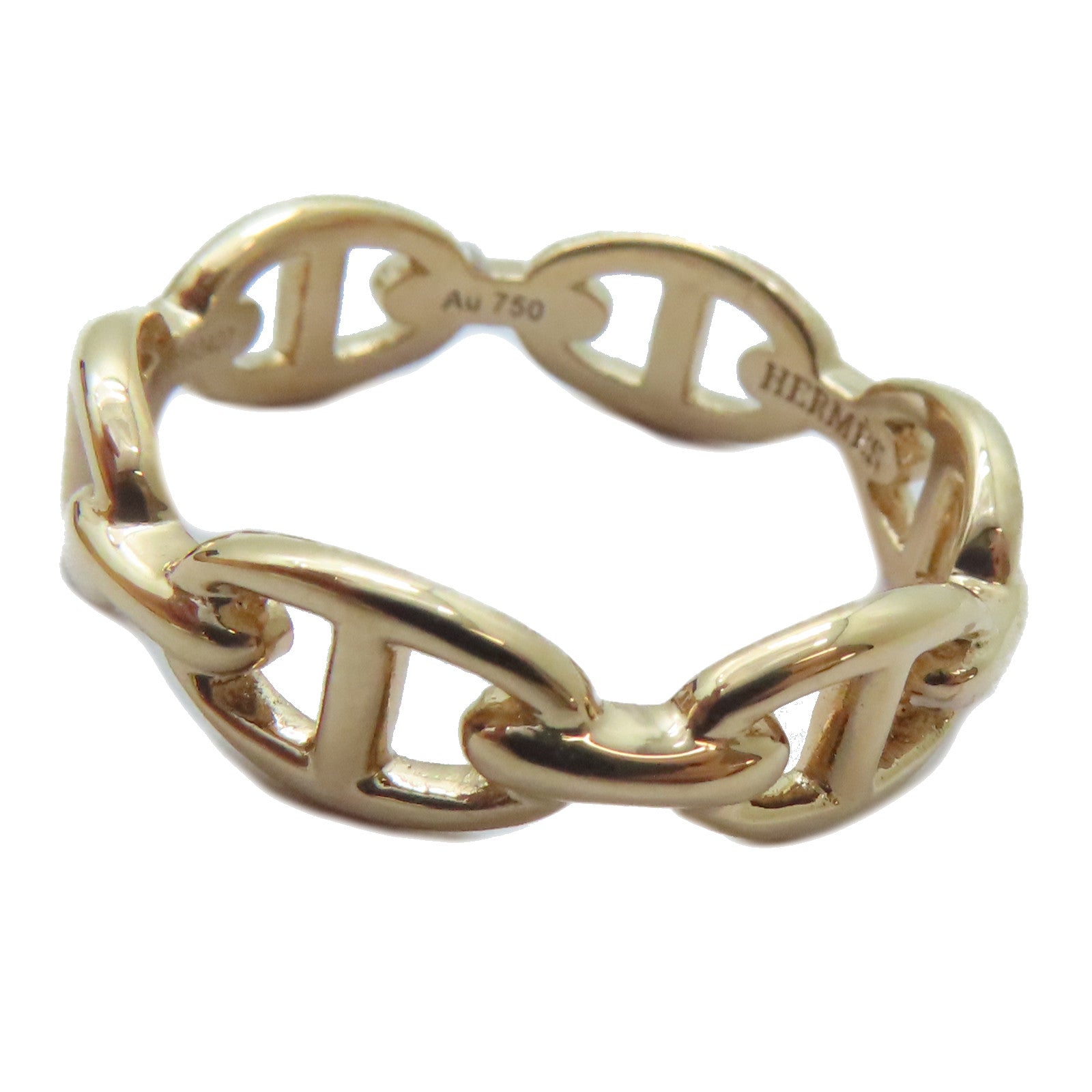 HERMES 18K玫瑰金Chaine D'ancre Enchainee Ring戒指HERMES#58/US#8.25