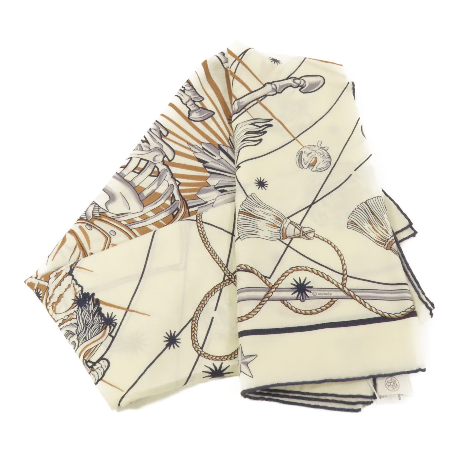 HERMES 羊絨/絲質Chorus Stellarum shawl 140圍巾