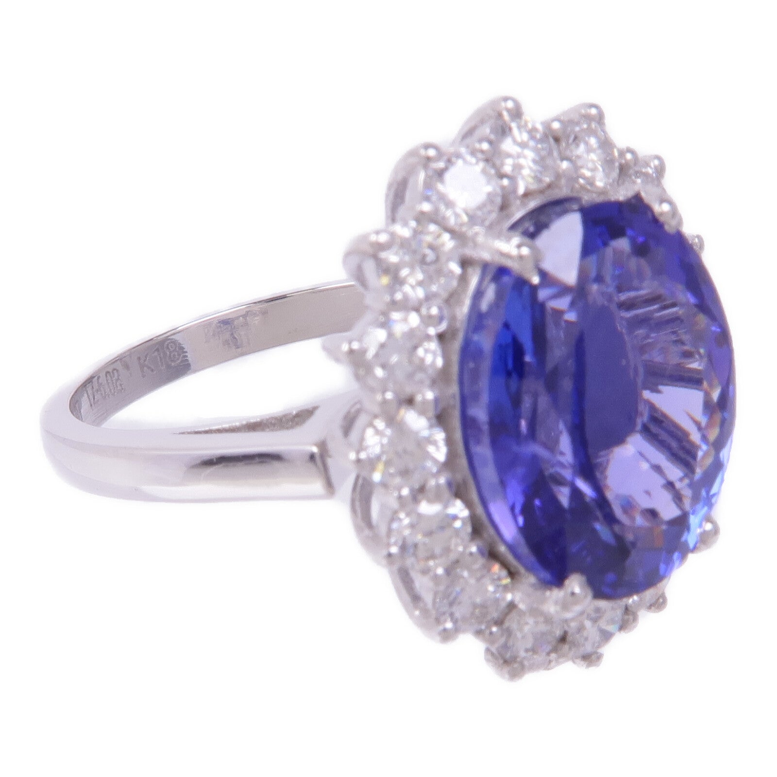 JEWELRY 【激減優惠】18K白金Tanzanite Diamond Ring坦桑石/鑽石戒指US#6.75