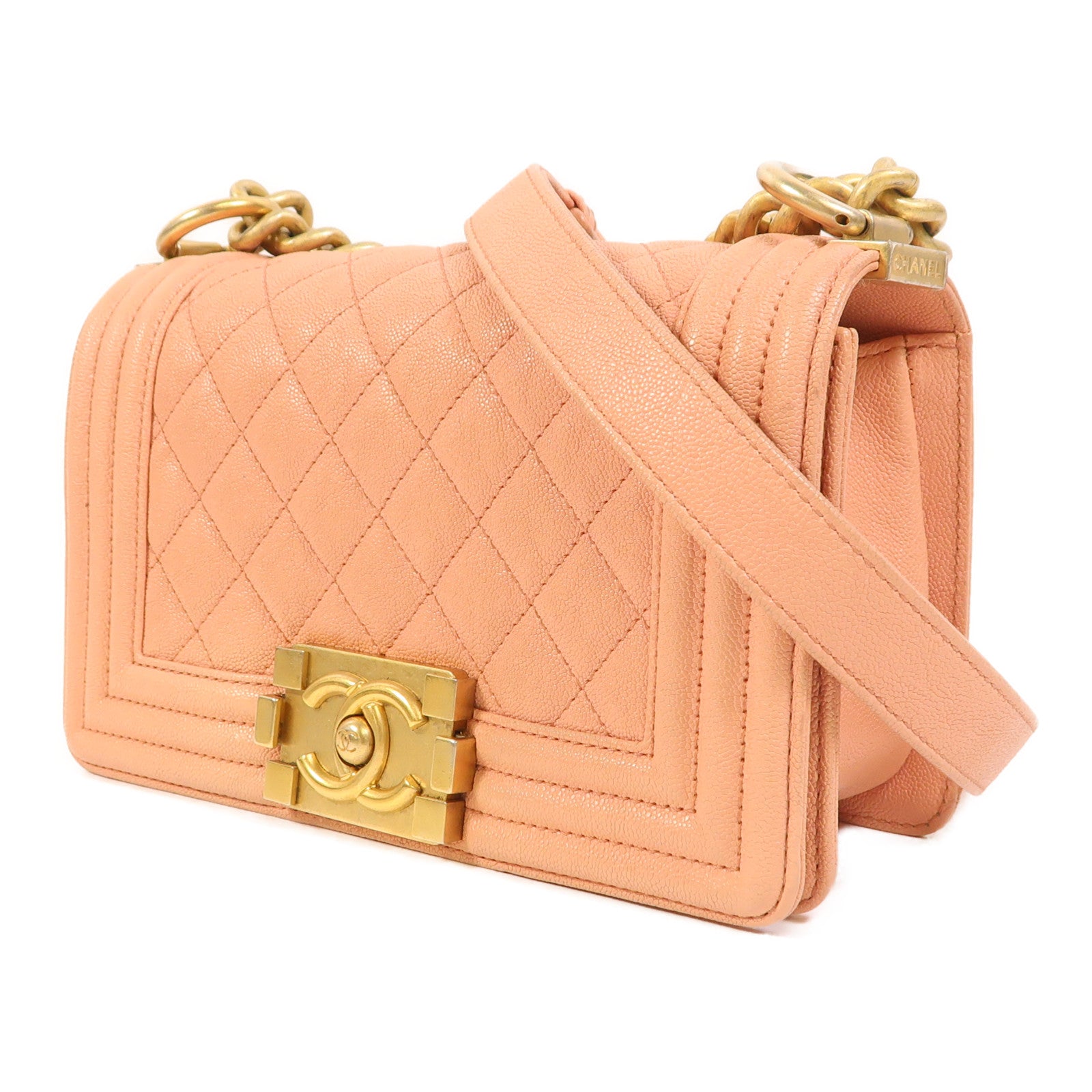 CHANEL 【激減優惠】牛皮皮革Boy 20金扣鏈帶肩背袋