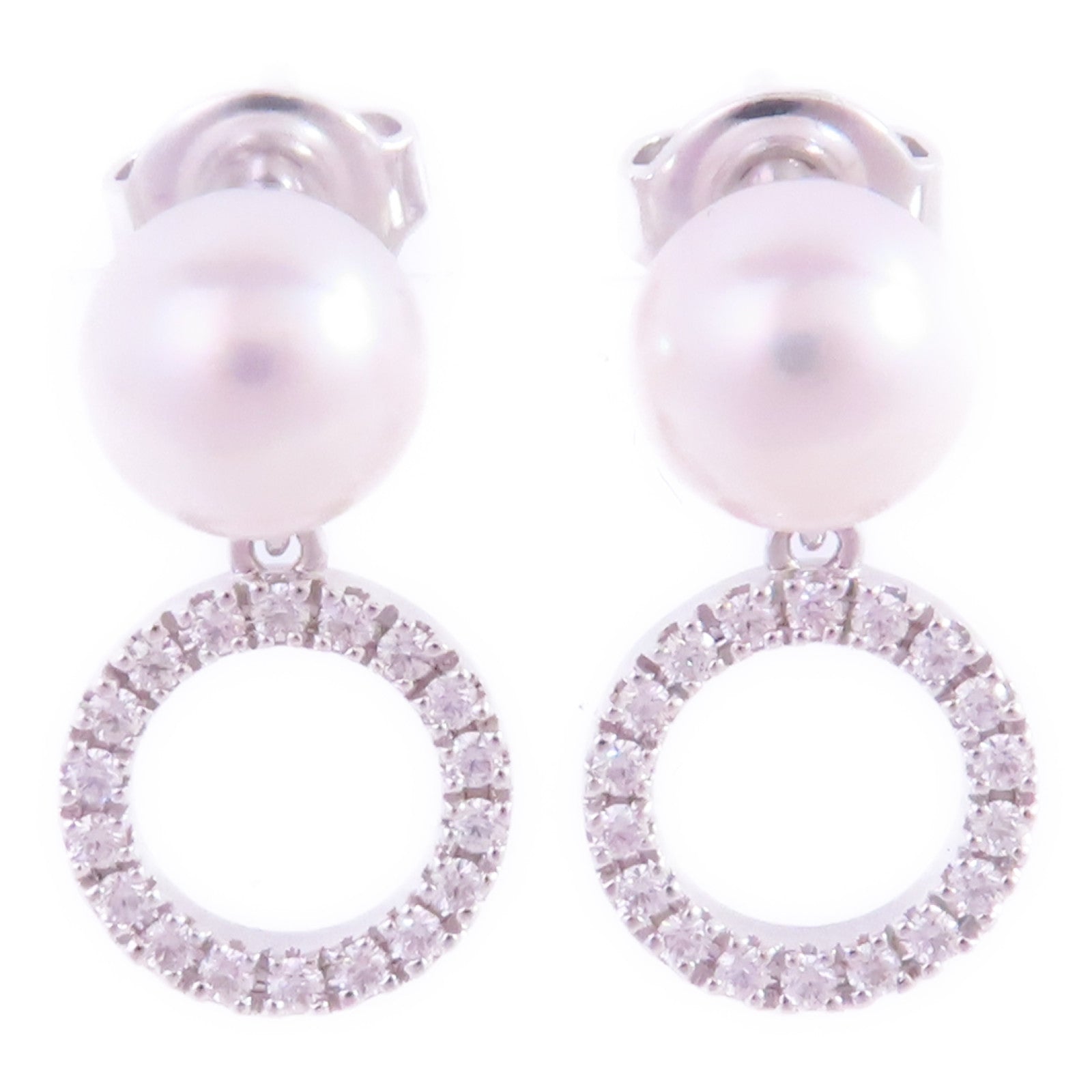 MIKIMOTO 18K白金/珍珠/鑽石Pearl Diamond Earrings耳環