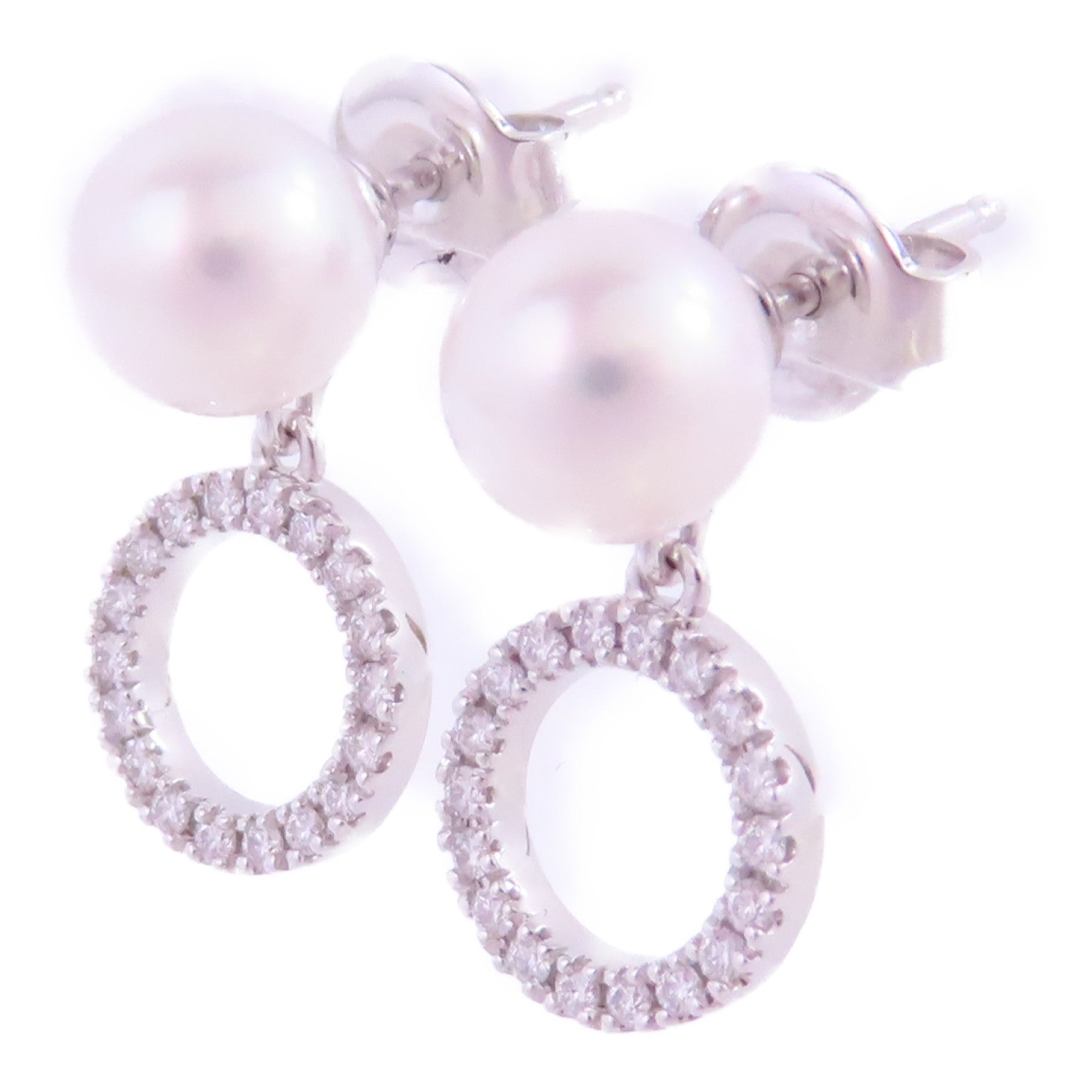 MIKIMOTO 18K白金/珍珠/鑽石Pearl Diamond Earrings耳環
