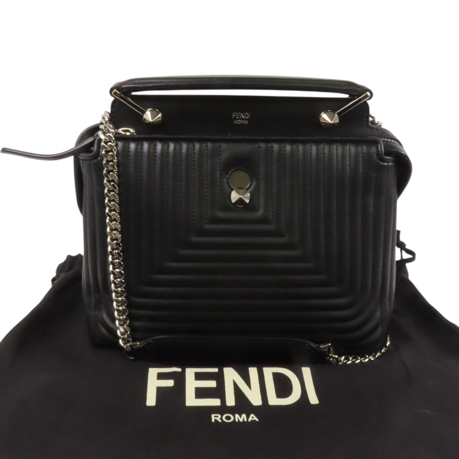 FENDI 牛皮皮革Dotcom Bag銀扣手挽肩背兩用袋