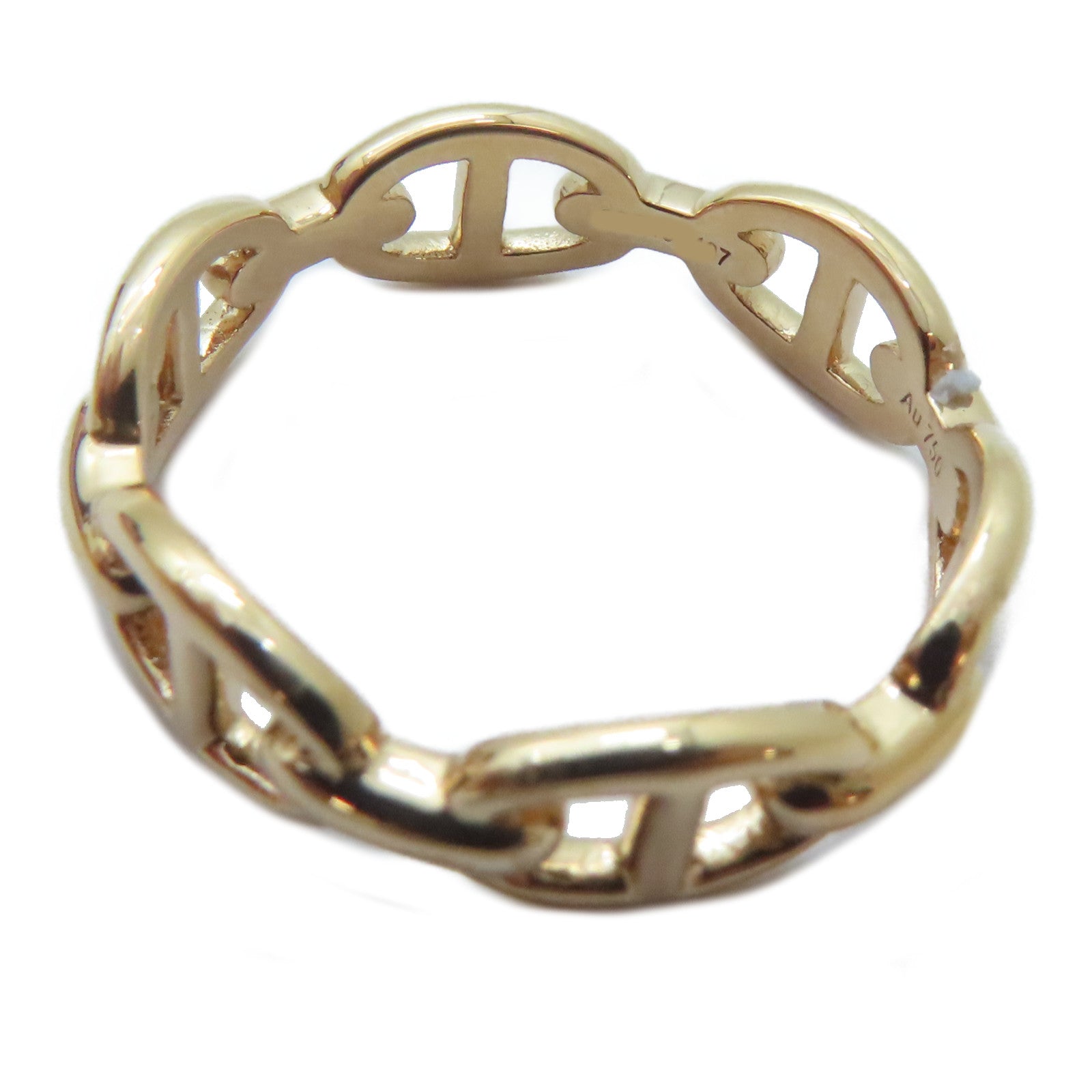 HERMES 18K玫瑰金Chaine D'ancre Enchainee Ring戒指HERMES#58/US#8.25
