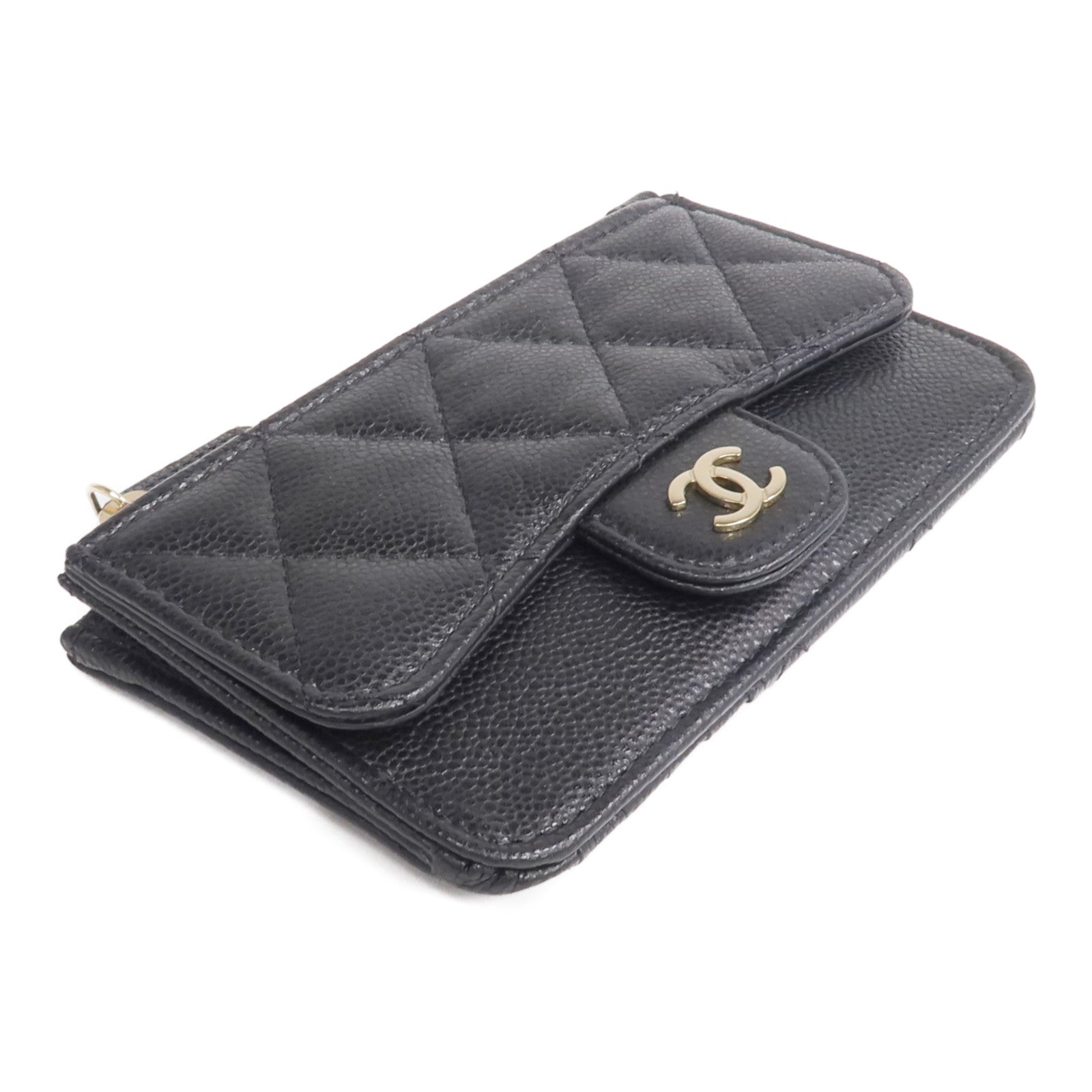 CHANEL 牛皮皮革Classic Zipped Card Holder金扣卡片套