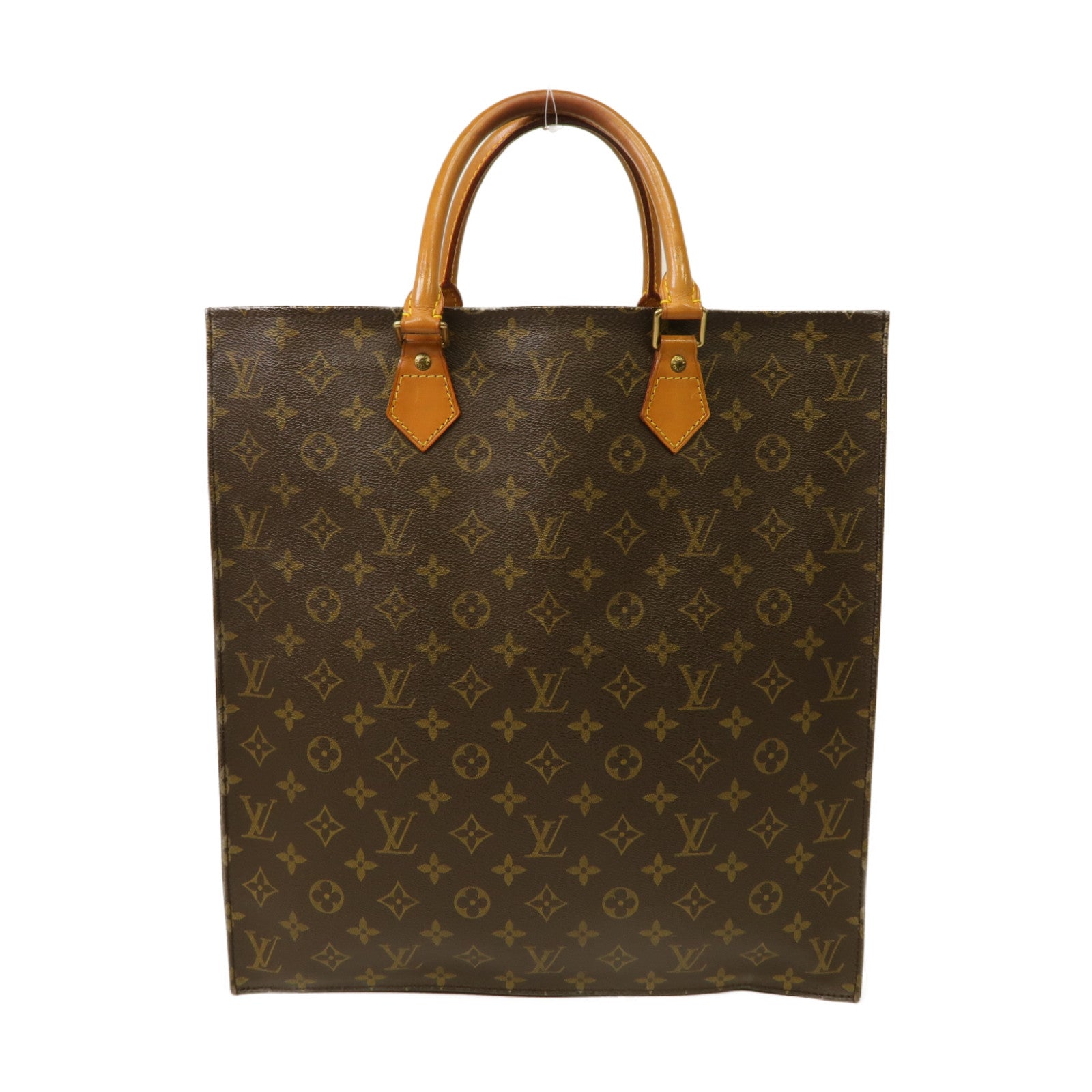 LOUIS VUITTON Monogram Sac Plat金扣手挽袋啡色