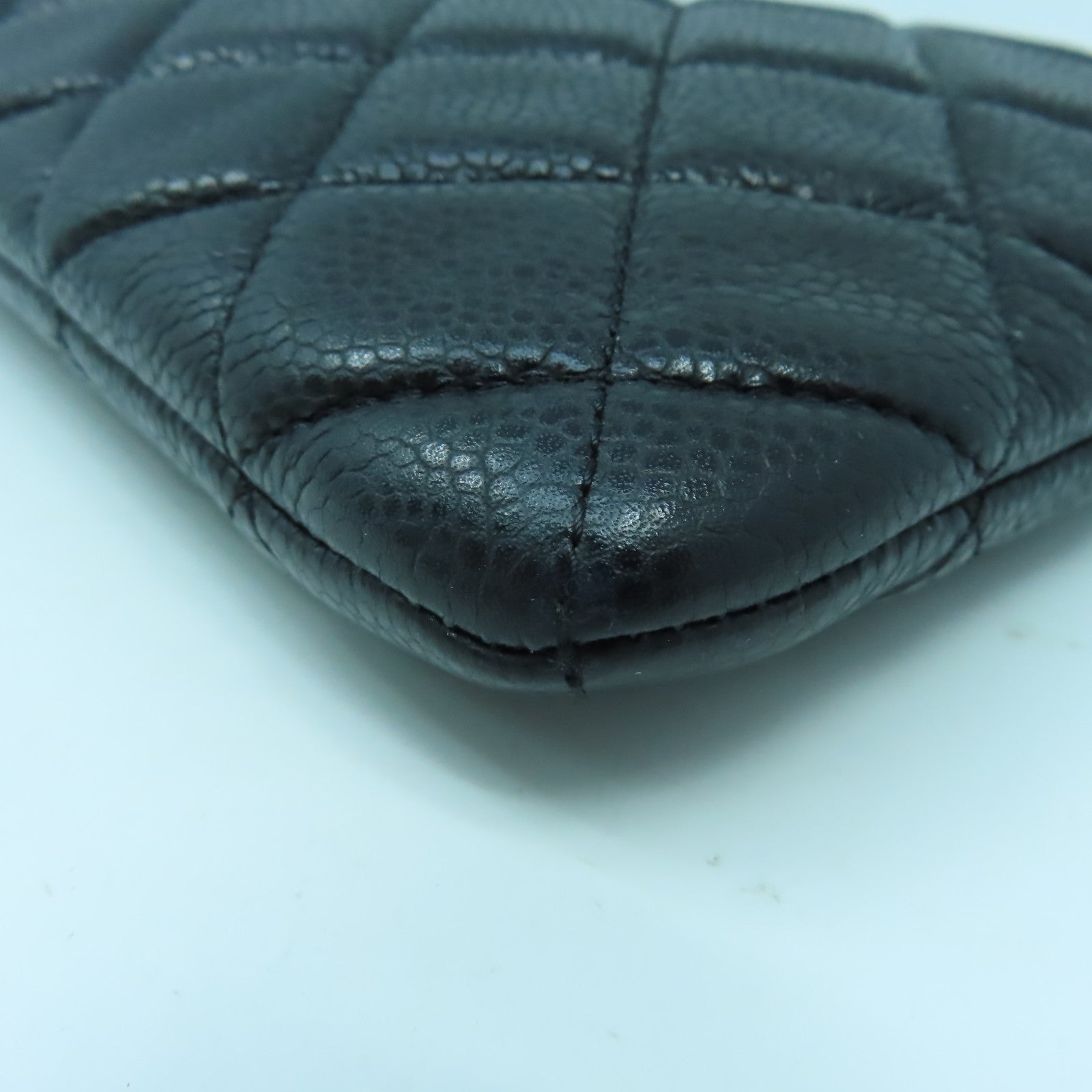 CHANEL 【激減優惠】菱格Caviar皮革Clutch Bag銀扣手拿包黑色