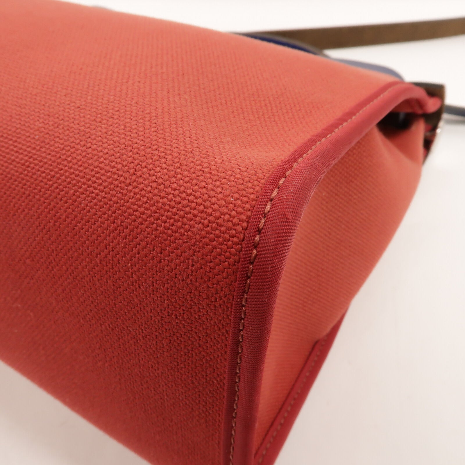HERMES 帆布Herbag PM手挽肩背兩用袋Rouge Grenat/Bleu Saphir