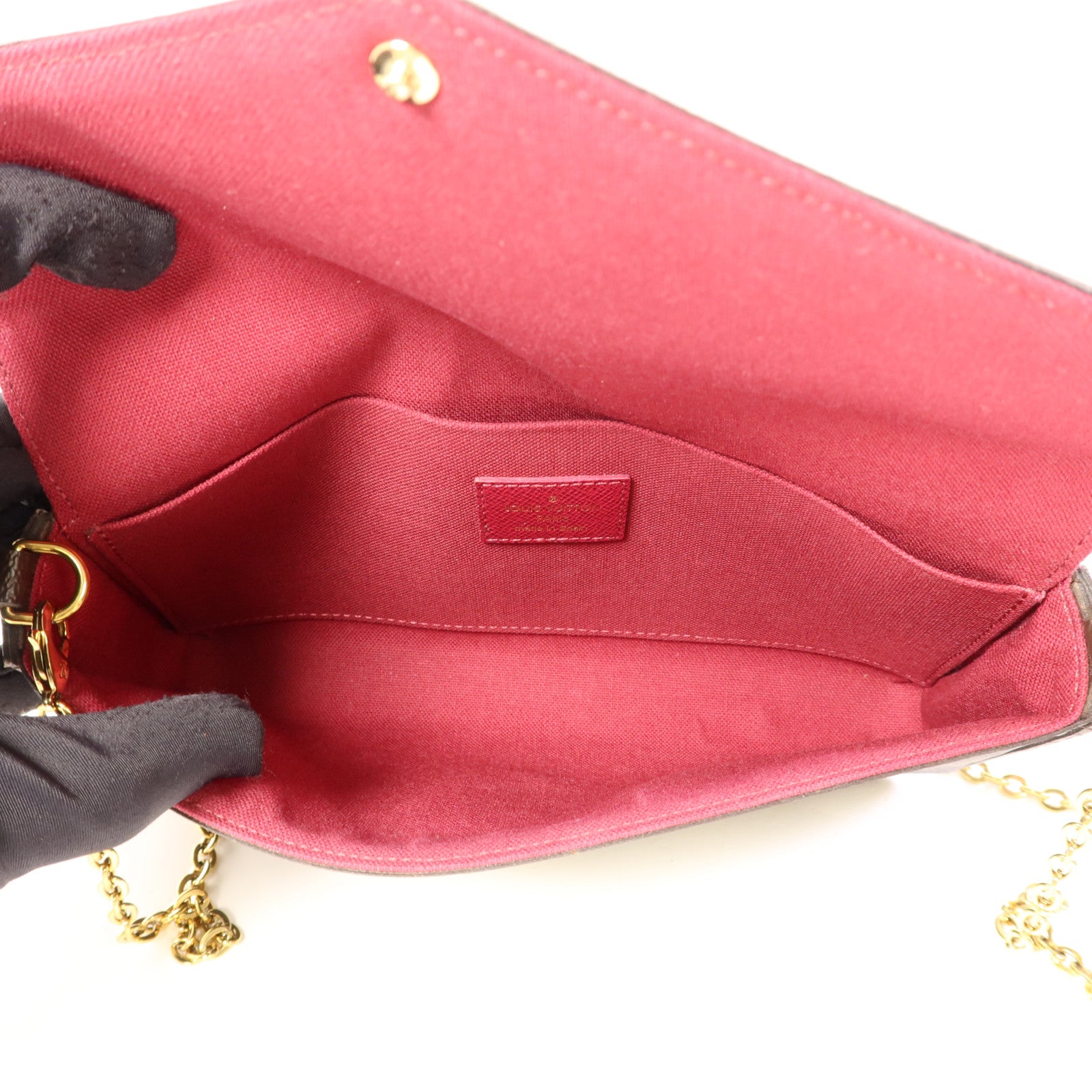 LOUIS VUITTON Monogram Pochette Felicie金扣鏈帶肩背袋