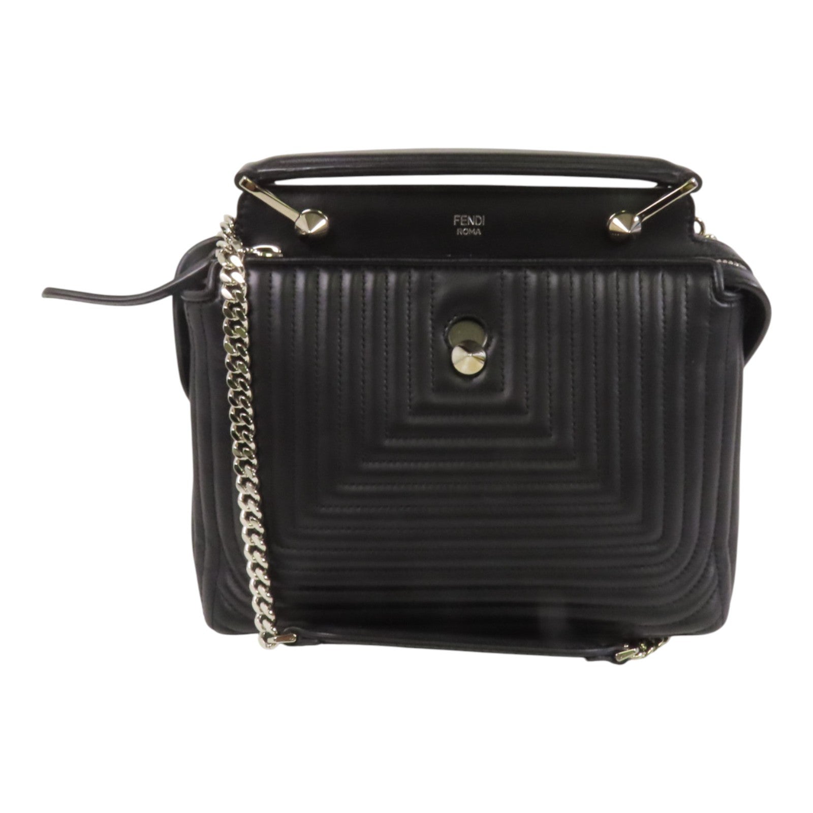 FENDI 牛皮皮革Dotcom Bag銀扣手挽肩背兩用袋