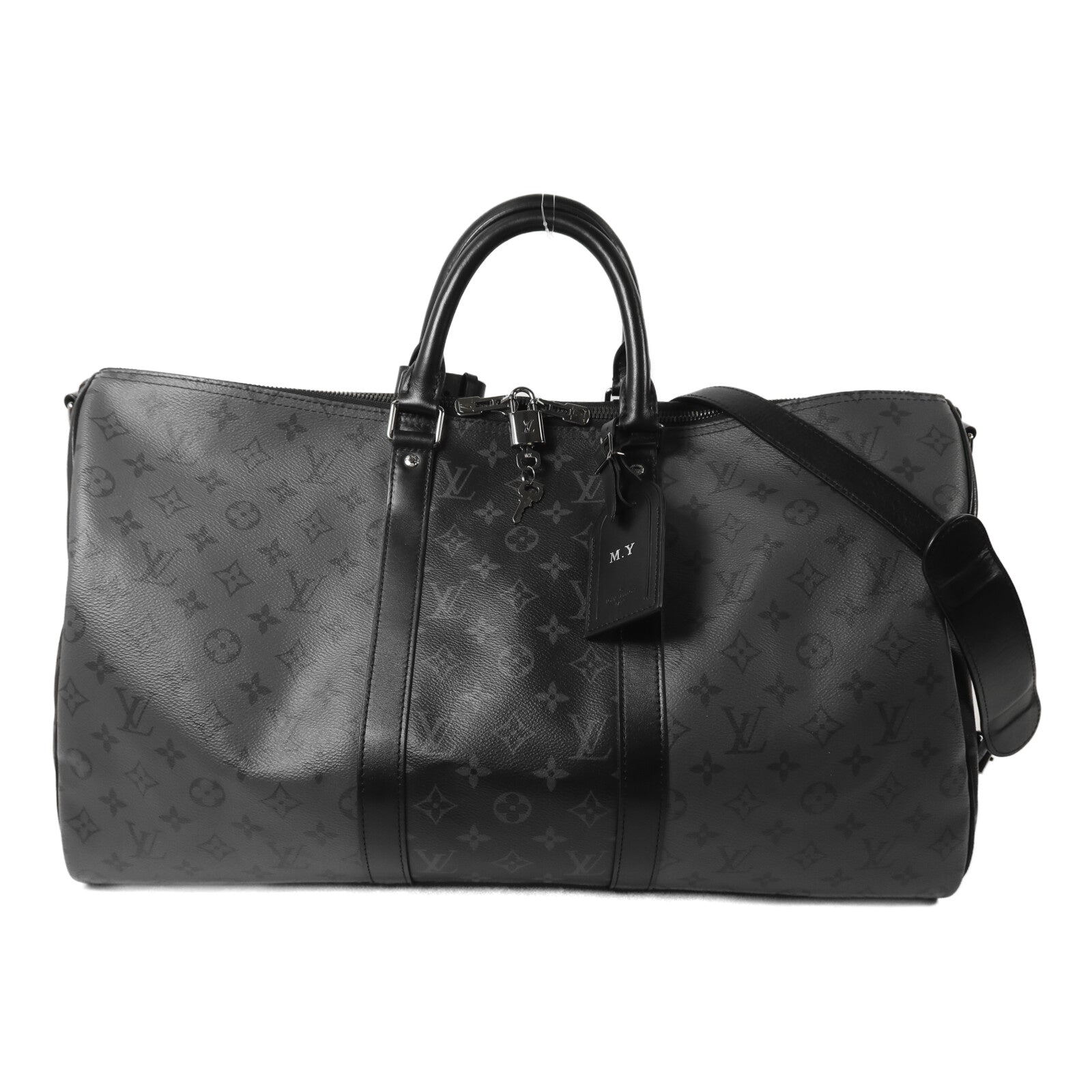 LOUIS VUITTON Monogram Eclipse Keepall Bandoulier手挽肩背兩用袋