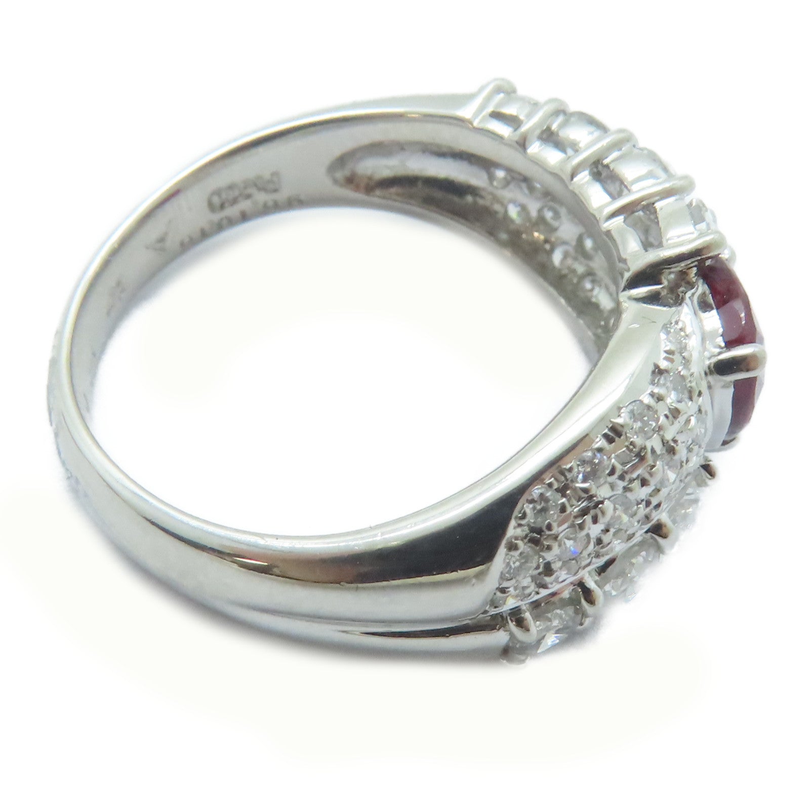 JEWELRY 【激減優惠】PT900鉑金Ruby Ring 1.13ct紅寶石/0.79ct鑚石戒指US#6