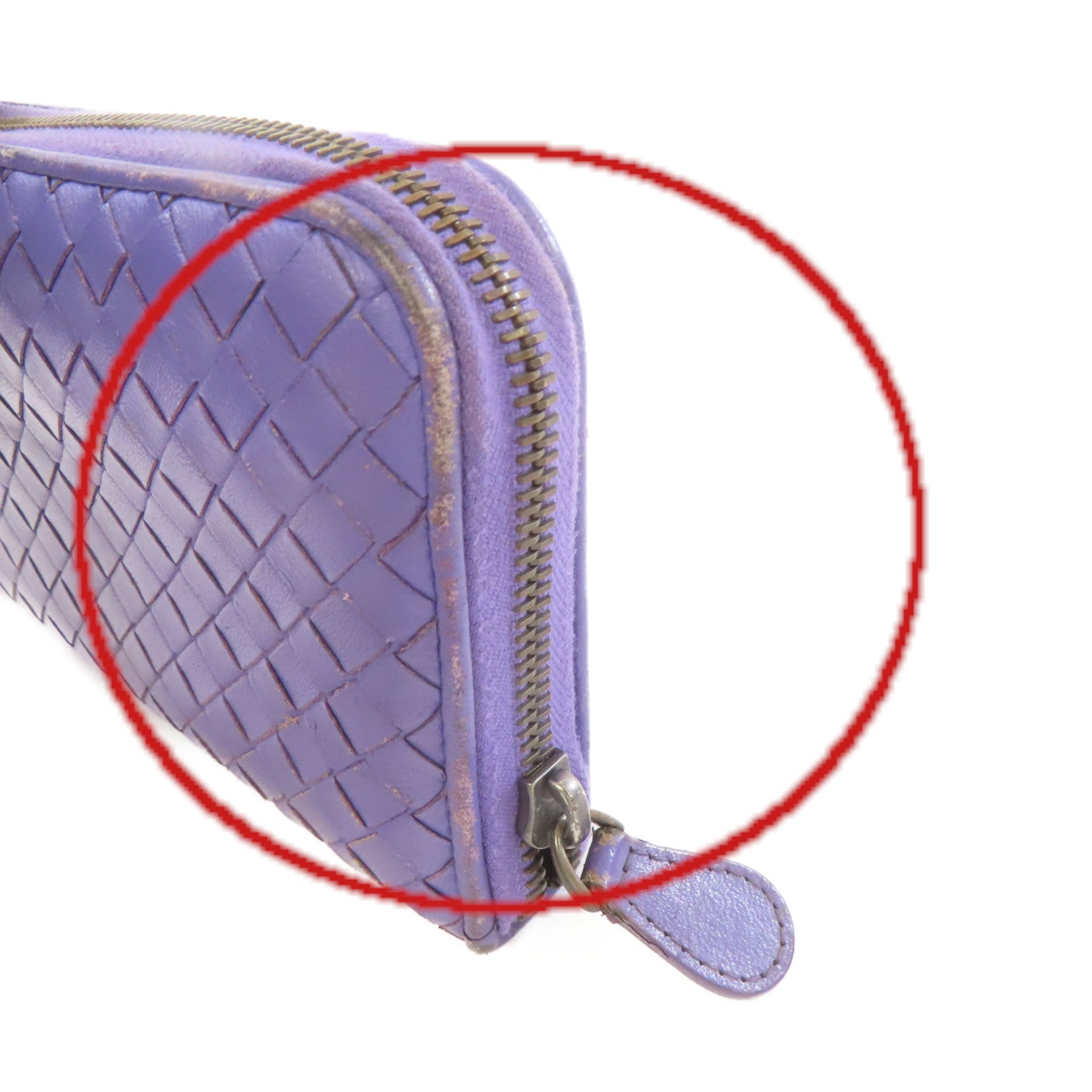 BOTTEGA VENETA 【激減優惠】織紋皮革Zipper Long Wallet拉鏈長錢包紫色
