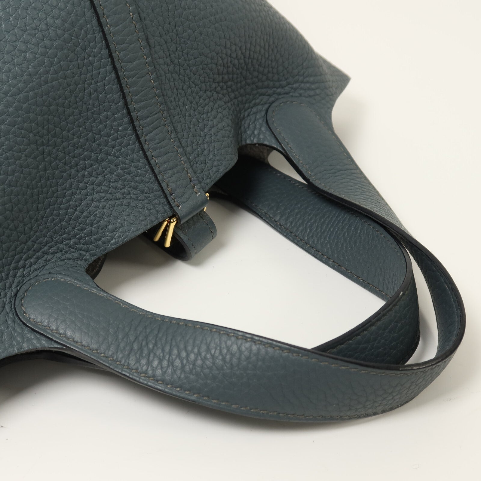 HERMES Clemence皮革Picotin PM金扣手挽袋Bleu Orage