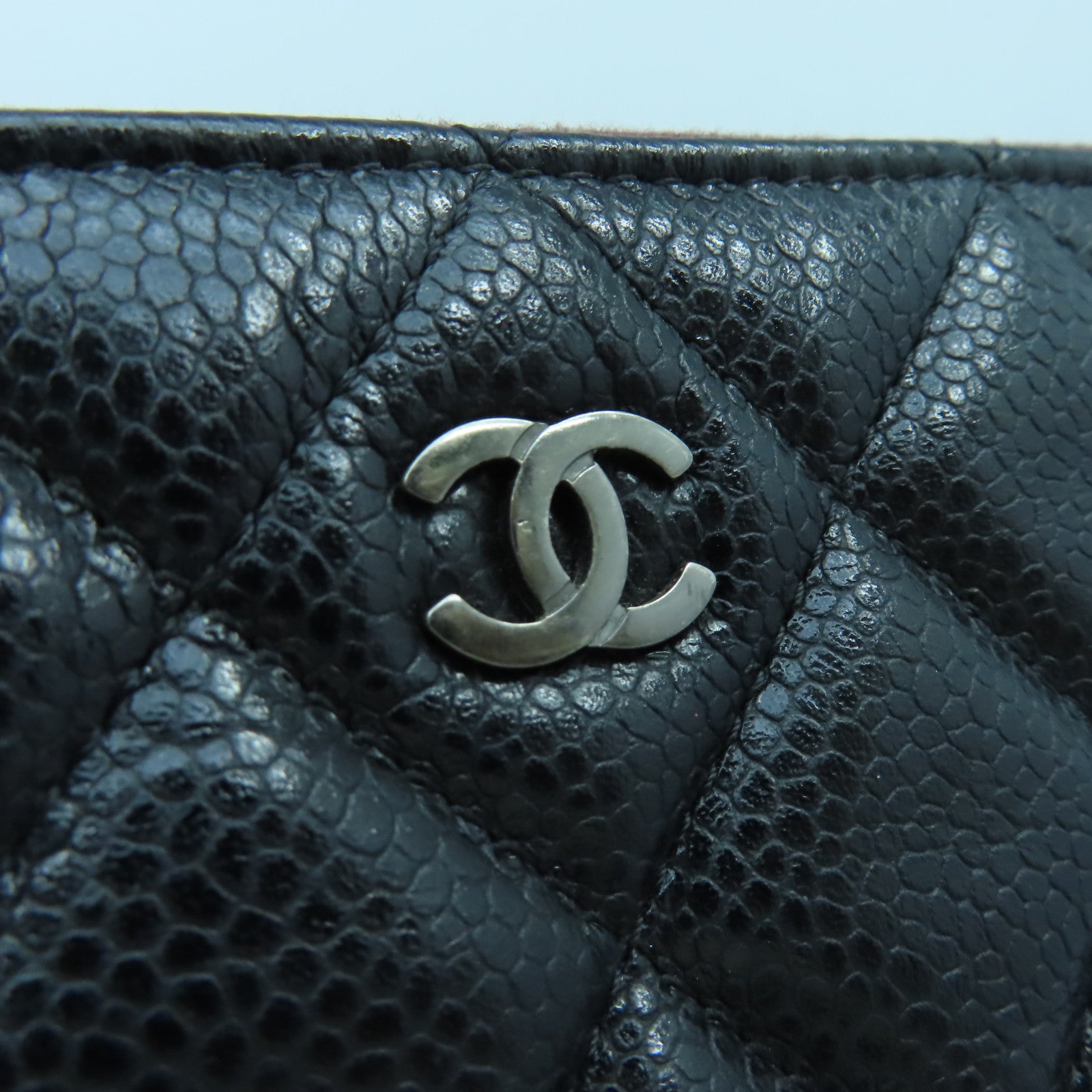CHANEL 【激減優惠】菱格Caviar皮革Clutch Bag銀扣手拿包黑色