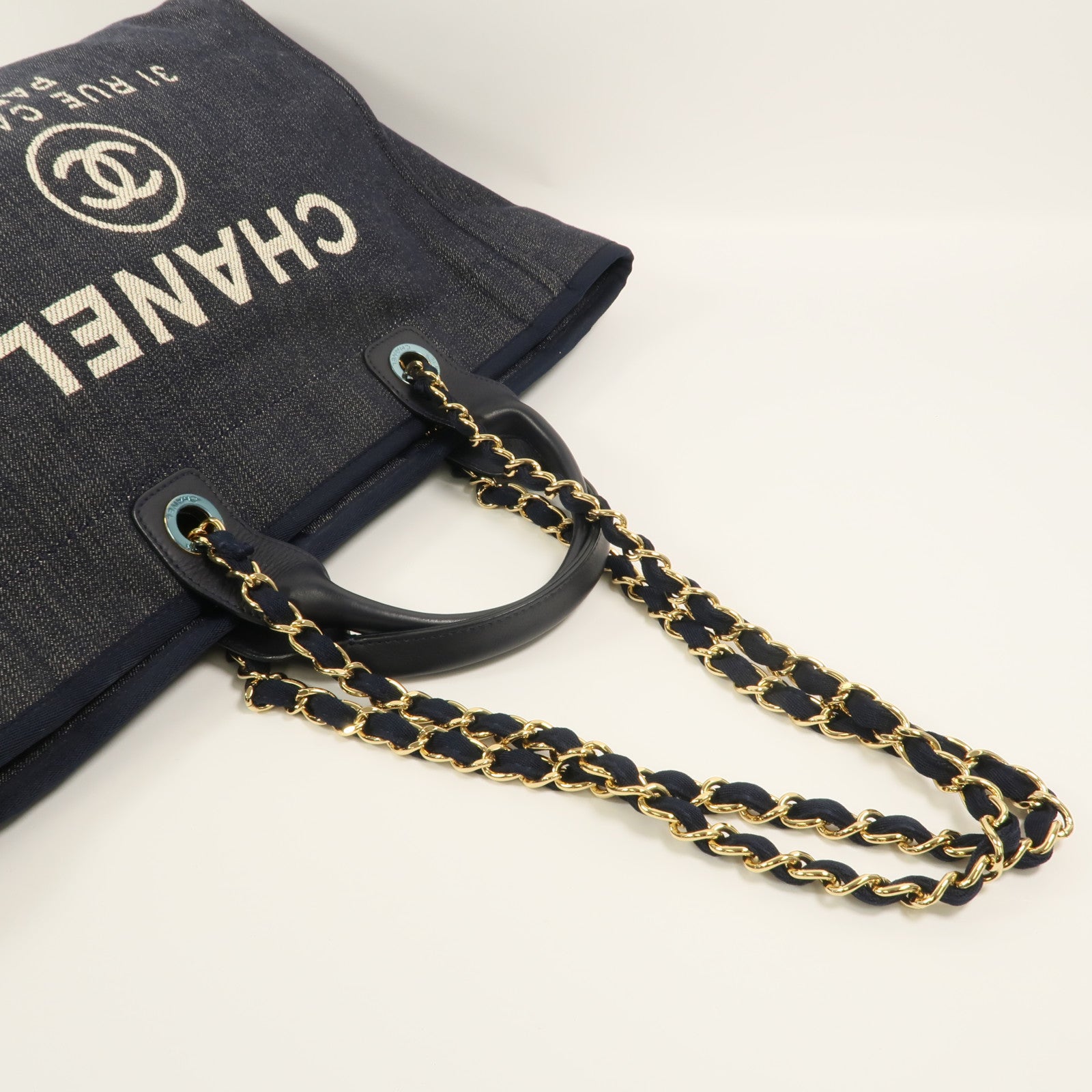 CHANEL 帆布Deauville Tote Bag手挽肩背兩用袋