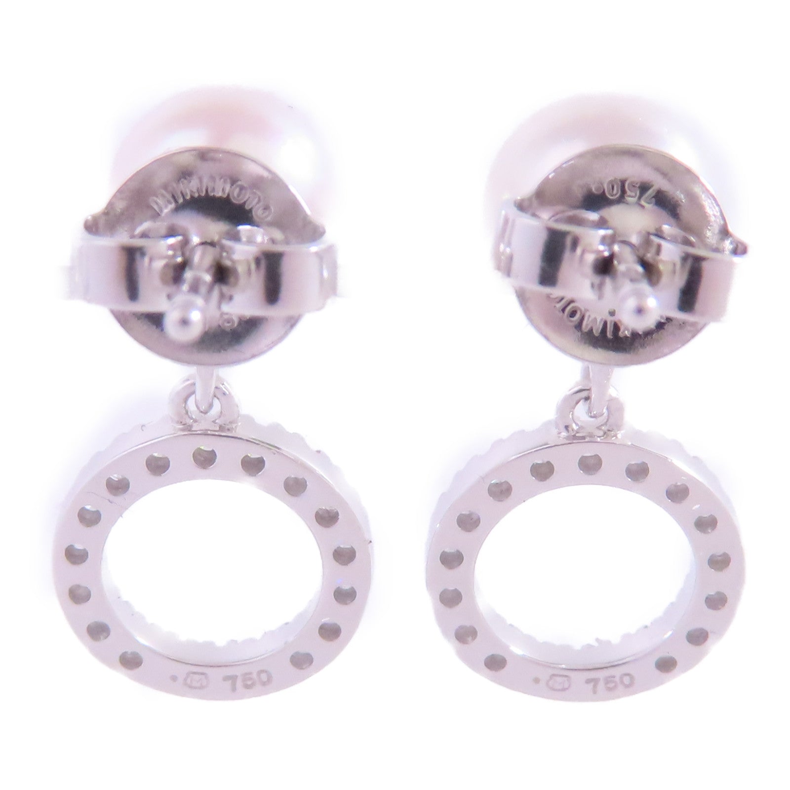 MIKIMOTO 18K白金/珍珠/鑽石Pearl Diamond Earrings耳環