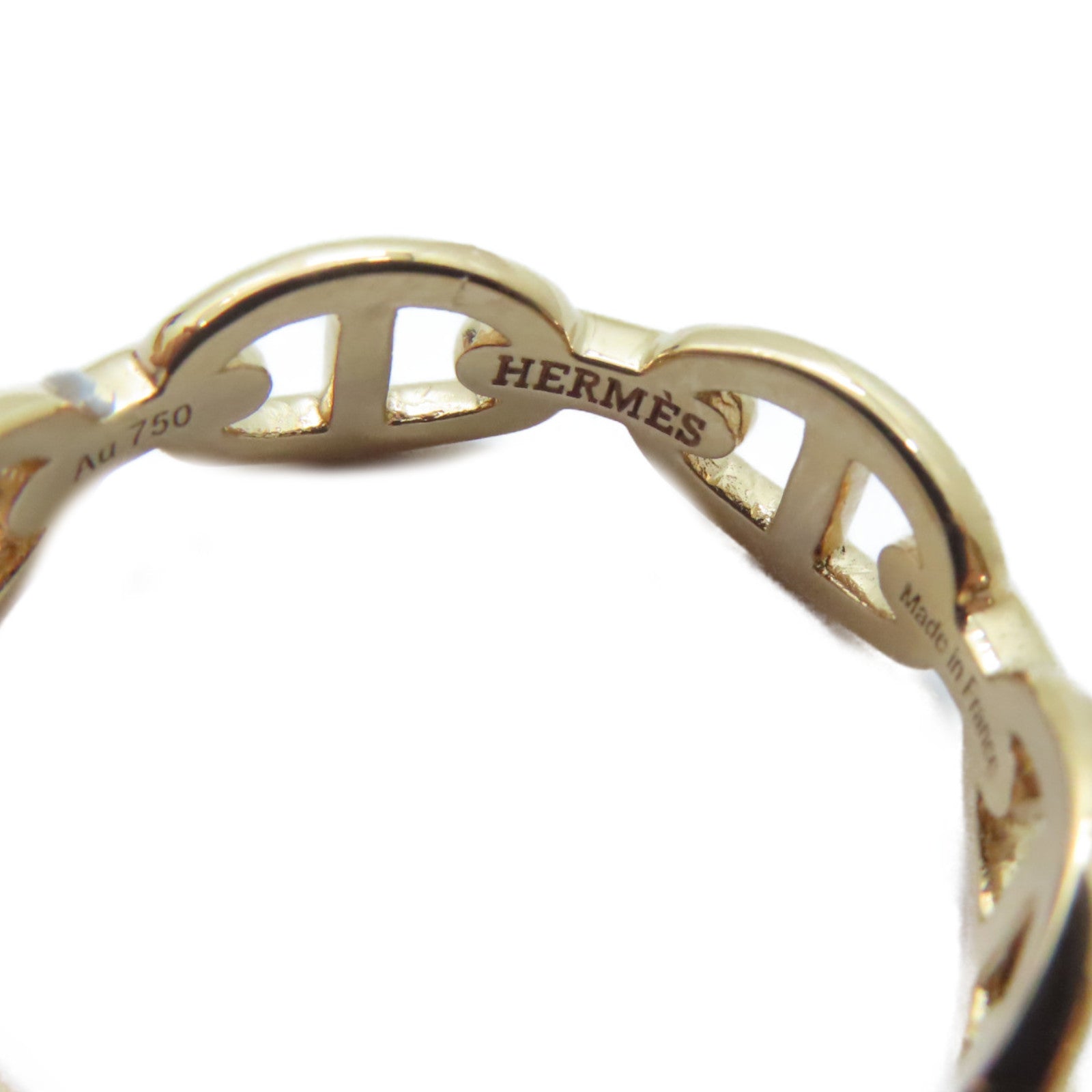 HERMES 18K玫瑰金Chaine D'ancre Enchainee Ring戒指HERMES#58/US#8.25