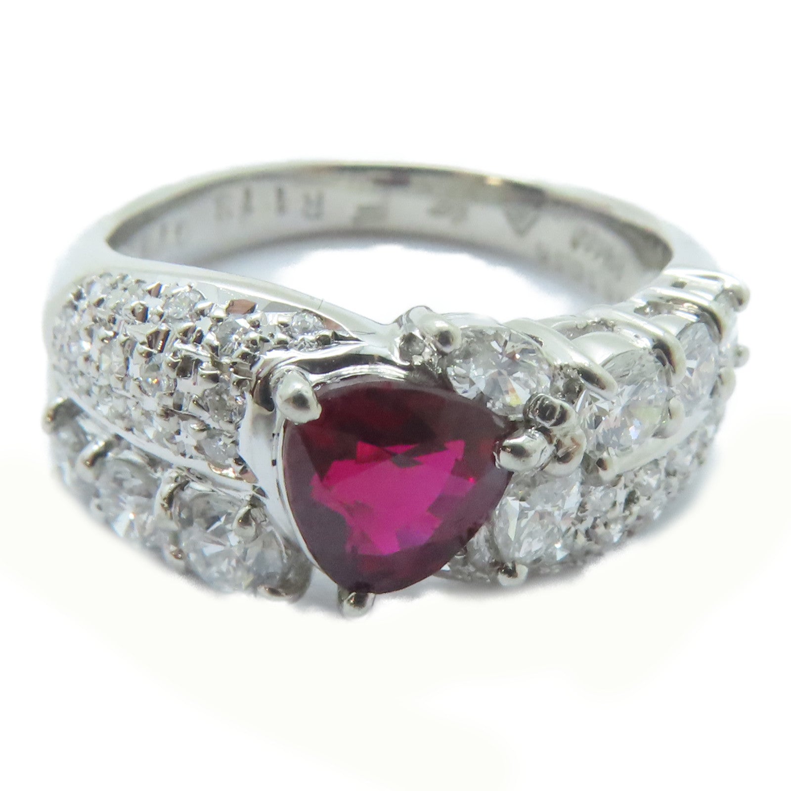 JEWELRY 【激減優惠】PT900鉑金Ruby Ring 1.13ct紅寶石/0.79ct鑚石戒指US#6